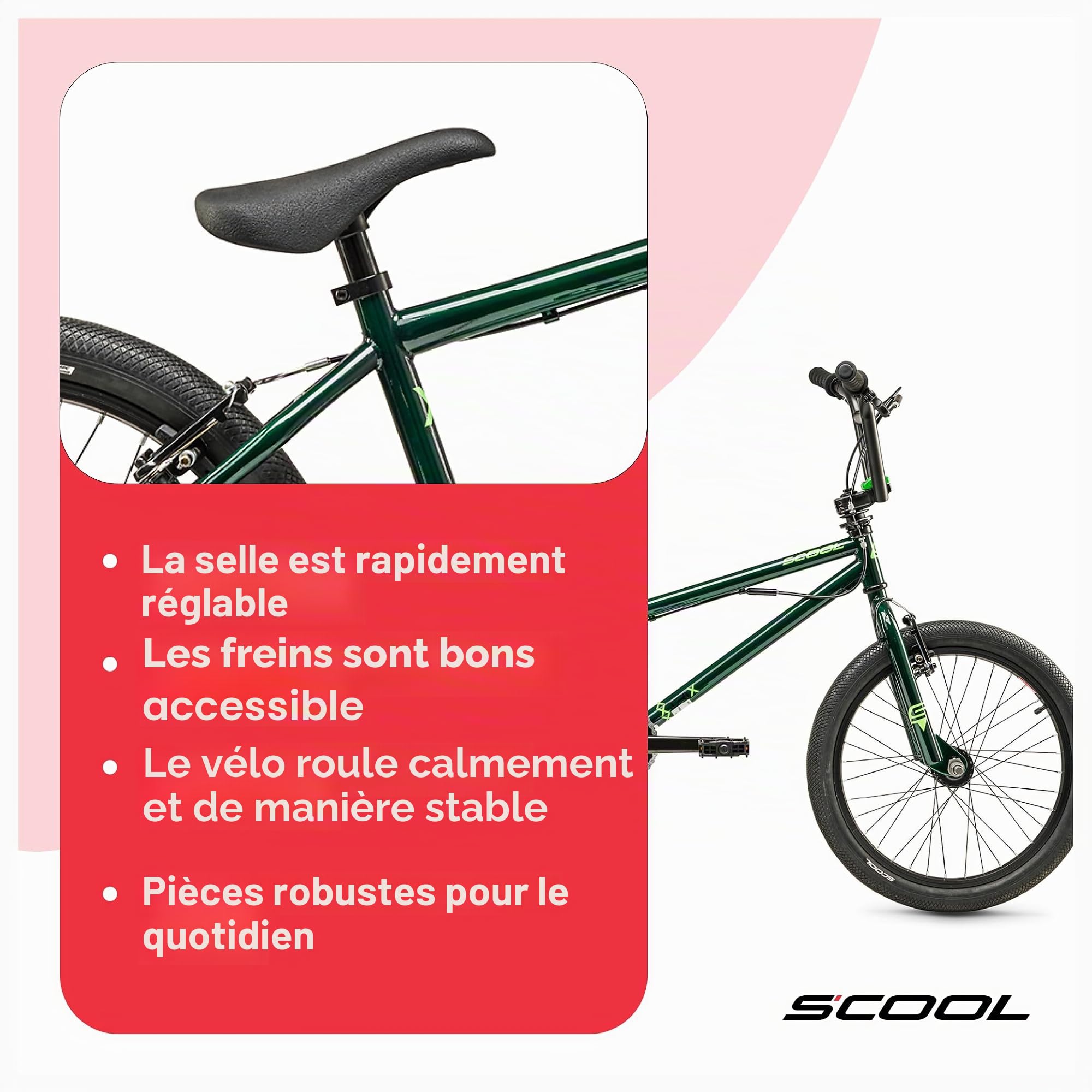 S'COOL XtriX BMX 16 et 20" 1 vitesse | Freewheel | BMX | Vélo pour garçons et filles | Vélo enfant avec composants de qualité supérieure | Roue libre