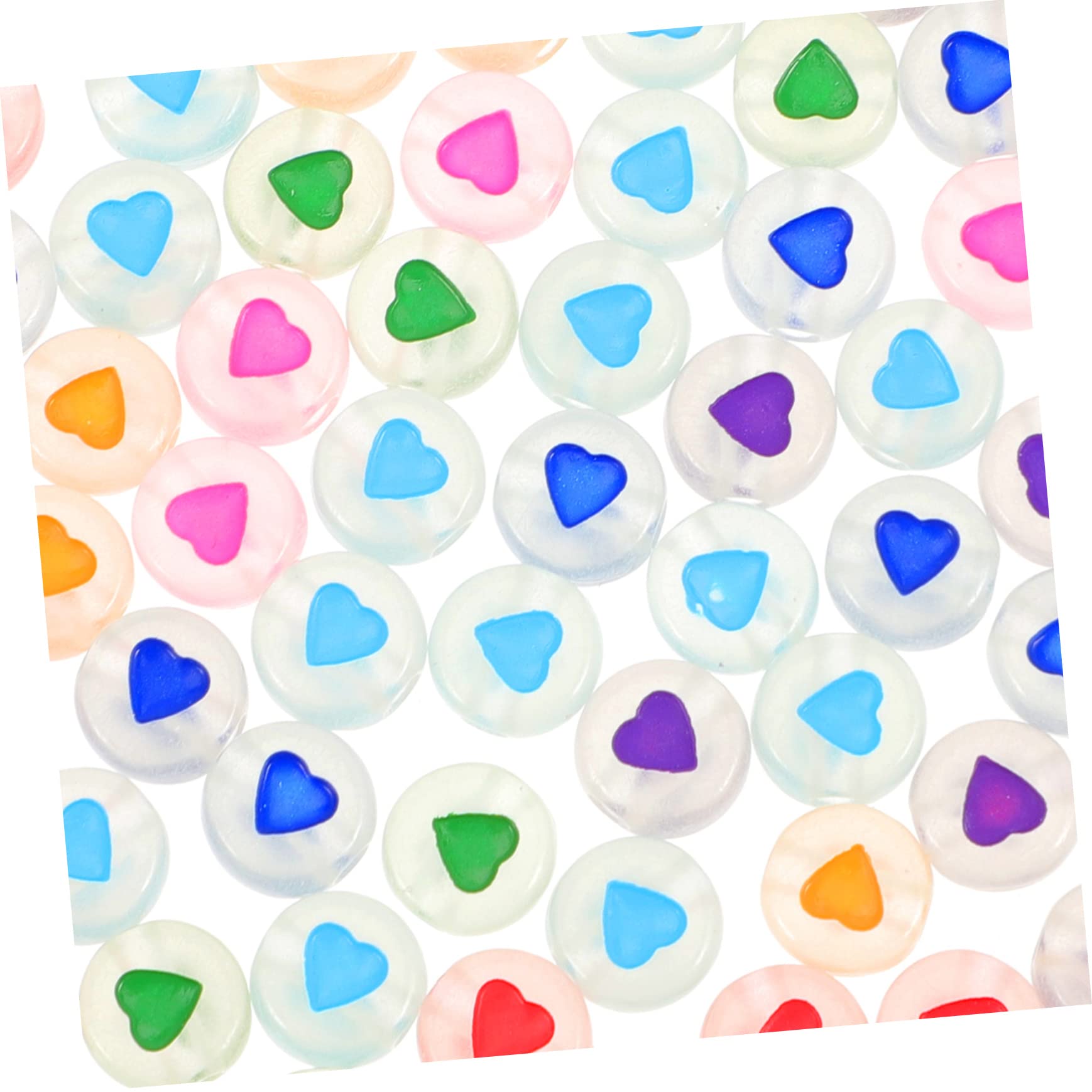 NUOBESTY 1500piezas Abalorios Acrílicos Luminiscentes Para Manualidades Paquete Bolas De Corazón y Estrella Para Collares y Pulseras Accesorios Creativos Para Niñas y Adultos
