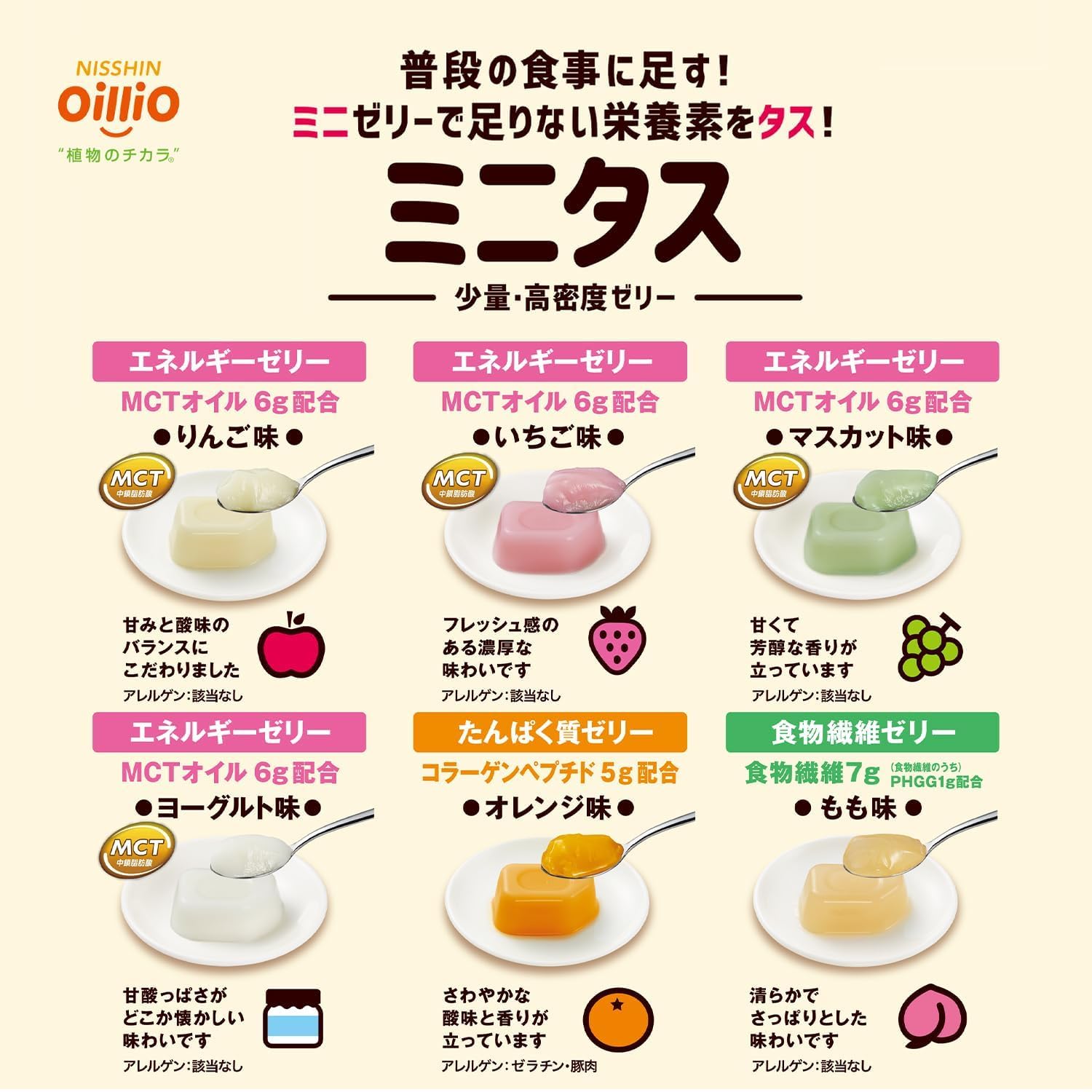 Amazon.co.jp: 日清オイリオ ミニタス エネルギーゼリーお試し4種味