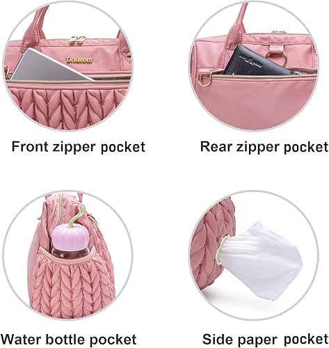 Miniatura 3 de Bolsa de pañales pequeña cruzada, bolsa de bebé pequeña, mochila convertible para mujer (rosa 1)