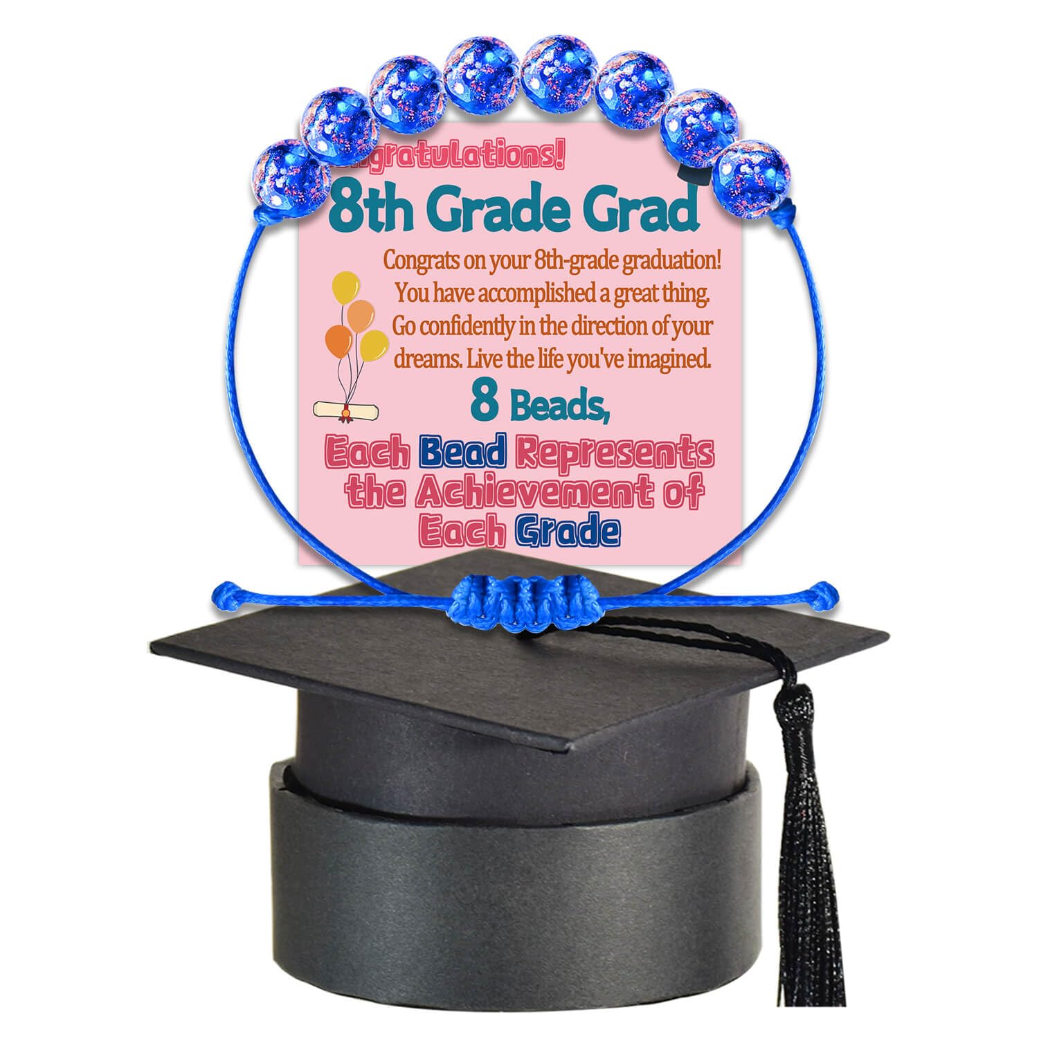 5th 6th 8th Grade Graduation Bracelets Gifts for Her Him Grad Card Congratulations Gift Graduates Cap Box Graduating Daughter Son Granddaughter Grandson Nephew Niece Bracelet Jewelry Ideas Unique