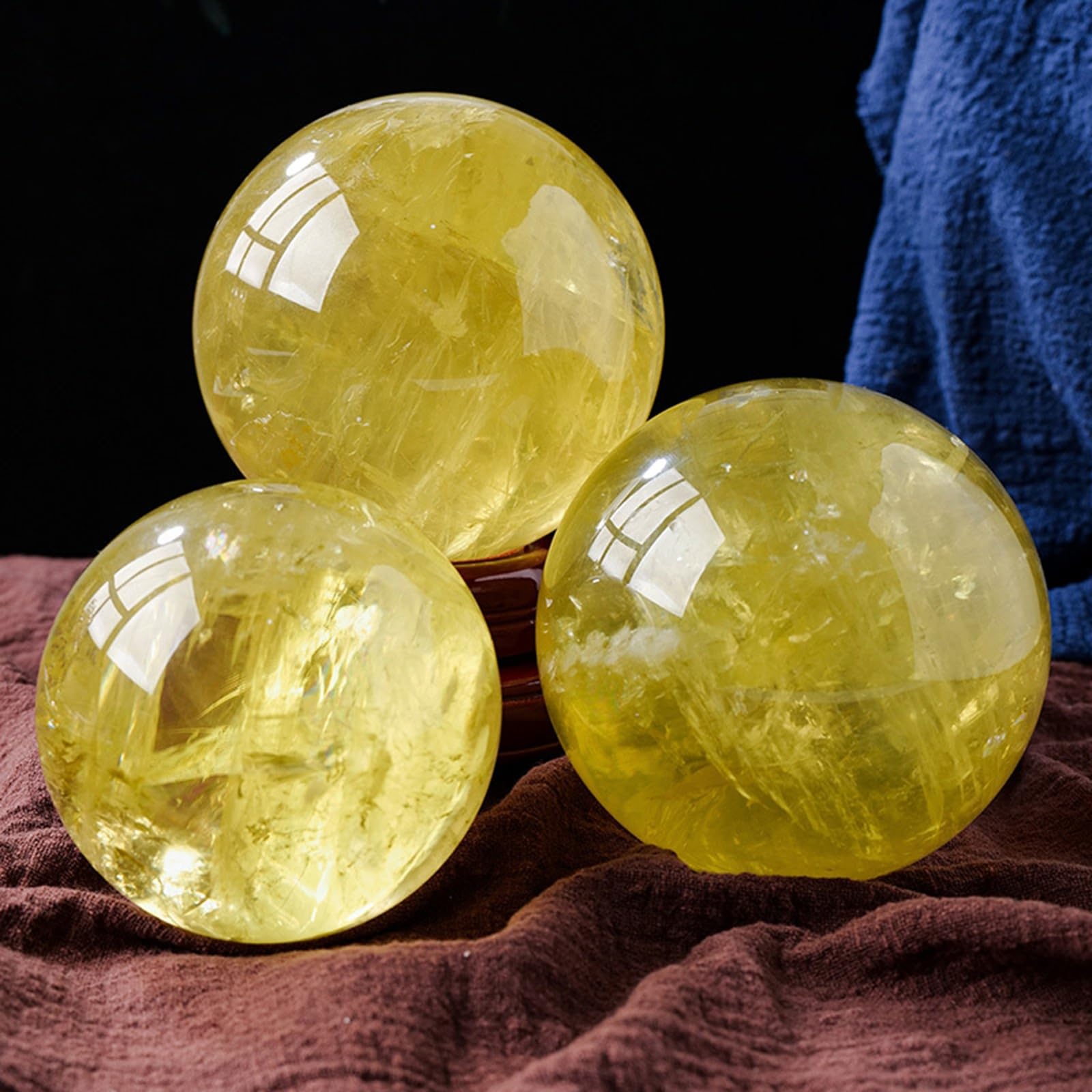 Naturalny kryształ cytrynowy Ręcznie polerowany kamień uzdrawiający Reiki Żółta kula kwarcowa Feng Shui Ozdoba na biurko dla pomyślności Sukces Pewność siebie,7.5cm