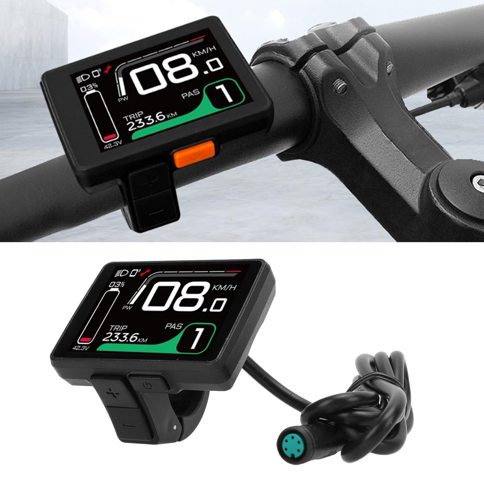 Electric LCD Display, 2.0 Inch HD TFT Color Screen Electric Cycle Display 24V 36V 48V Cycle LCD Panel for BBS01 BBS02 BBSHD Motors