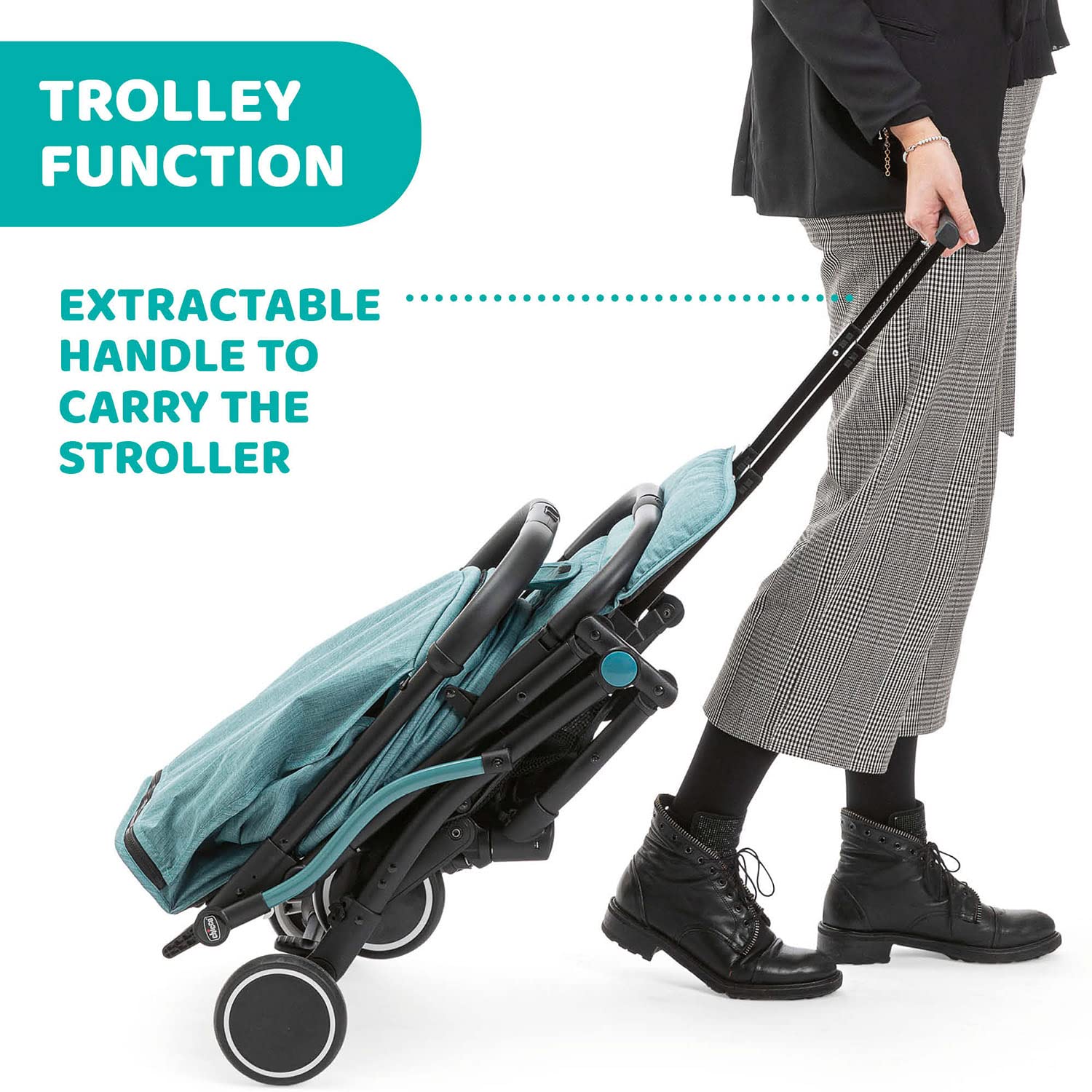 Chicco Trolley Me Passeggino Leggero da 0 Mesi a 15 kg, Passeggino Reclinabile e Pieghevole con Funzione Trolley, Chiusura Compatta, Parapioggia e Cappottina Estendibile, Portata Massima 18 kg
