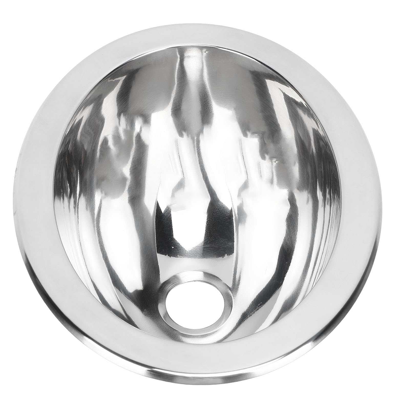 Lavello Rotondo in Acciaio Inossidabile 304 Lucidato a Specchio con Foro di Scarico da 40mm Installazione a Filo per Ottimizzare lo Spazio Ideale per Barche e Piccole Cucine Lavello Resistente e
