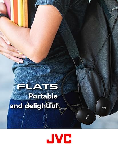 Miniatura 5 de JVC Auriculares planos planos negros y coloridos planos sobre la oreja con control remoto y micrófono, 3.94 pies chapados en oro de 0.138 in enchufe