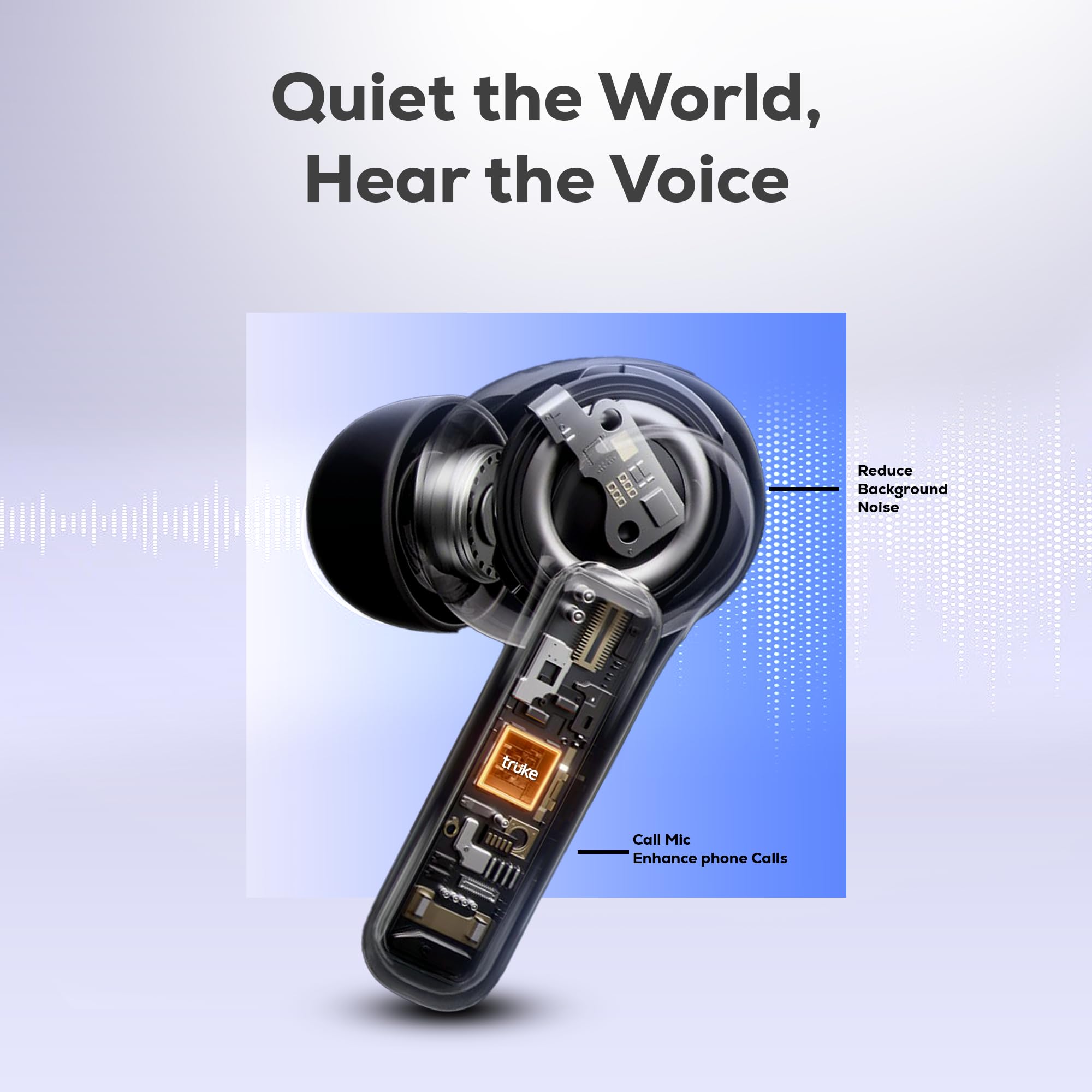 truke New Launch Mega 12 True Wireless in Ear Earbuds W/ 24-Bit Spatial Audio, Premium Leather Textured Design, 70H Playtime Fast Charge Buds, 13mm Drivers TWS, Low Latency, ENC (Ash Black) — Amazon image 6