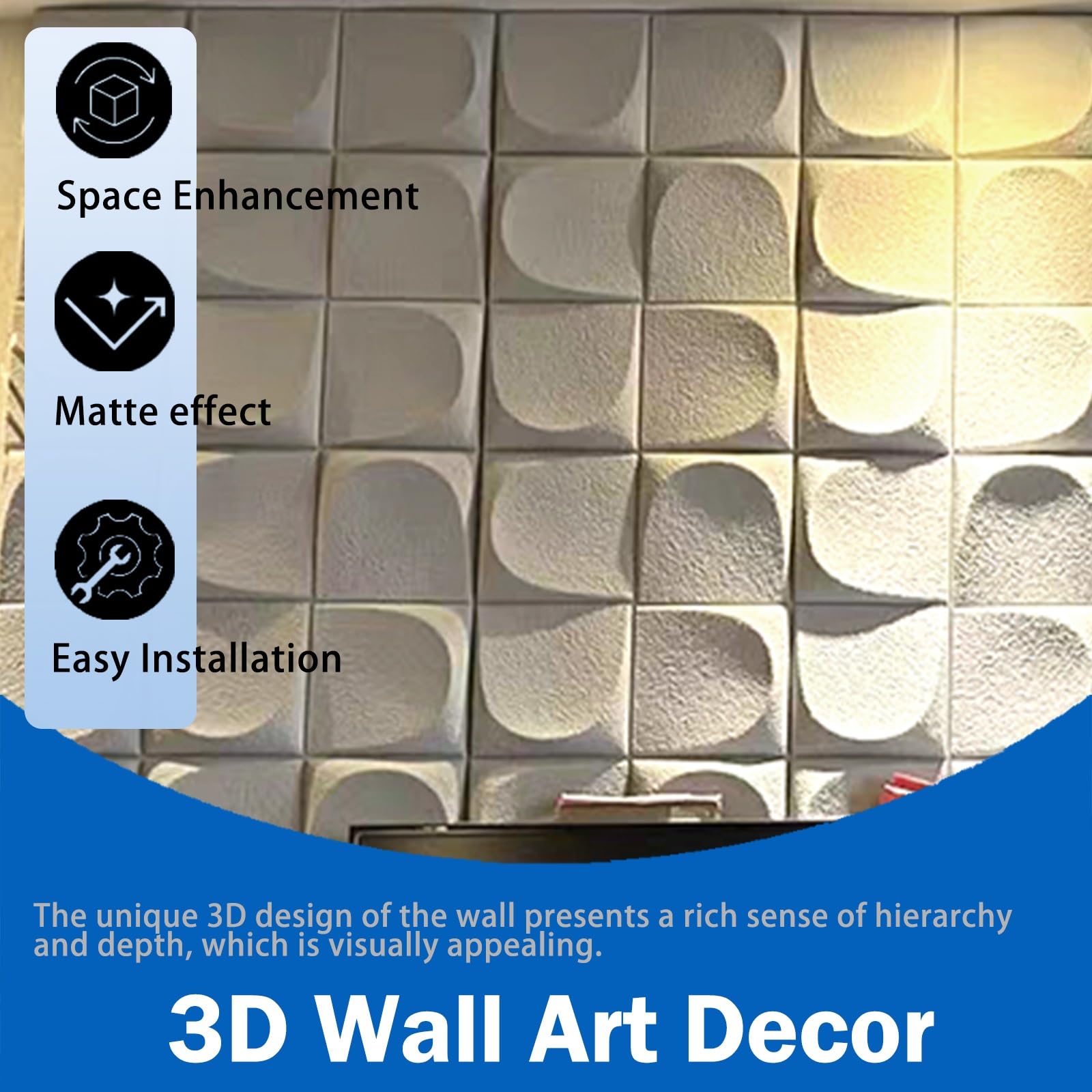 paneles decorativos para pared Paneles de pared texturizados 3D para decoración de interiores y exteriores, ideales para alquileres, paquete de 4 paneles de poliuretano, fácil instalación, para hotele