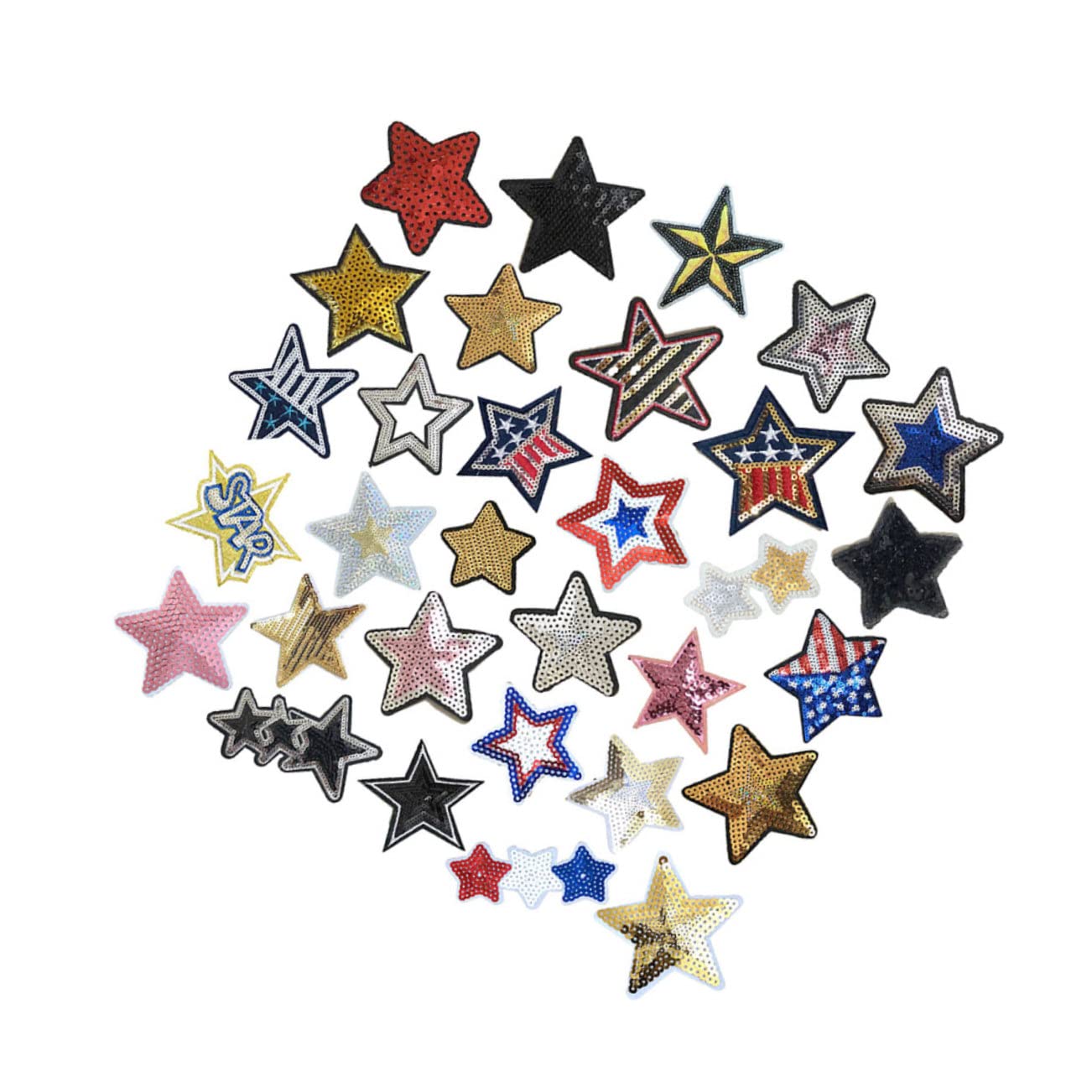 STOBOK 62pezzi Toppe Adesive Paillettes Forma Di Stella Applicazioni Ricamate Per Giacche Jeans Borse e Progetti Creativi Stile Misto