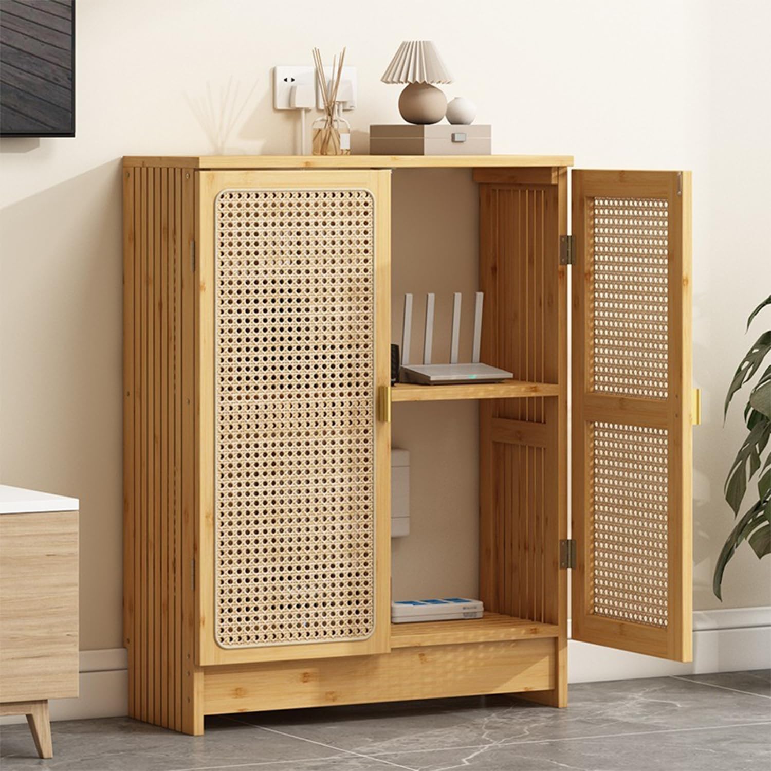 Armoire de rangement en bambou pour organiser le salon et la chambre