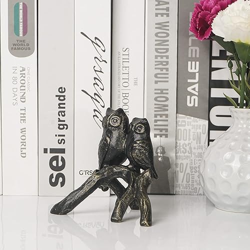 Miniatura 5 de DreamsEden Estatua de búho, decoración del hogar, de hierro fundido, bonitos detalles decorativos para mesa o estante, regalos para amantes de los