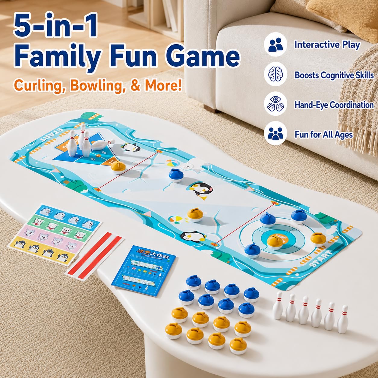 Juego Mesa para Niños con Tablero slizante Plástico y Goma con Anillos Objetivo y Líneas para Entretenimiento r en Casa Acuado para Regalos y Fiestas.