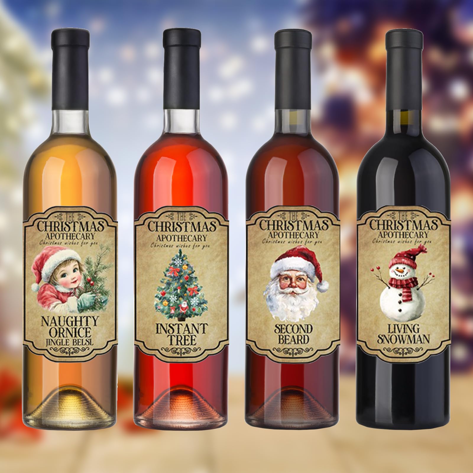 48 Etichette Natalizie Per Bottiglie Di Vino - Adesivi Decorativi Per Feste - Foto 8