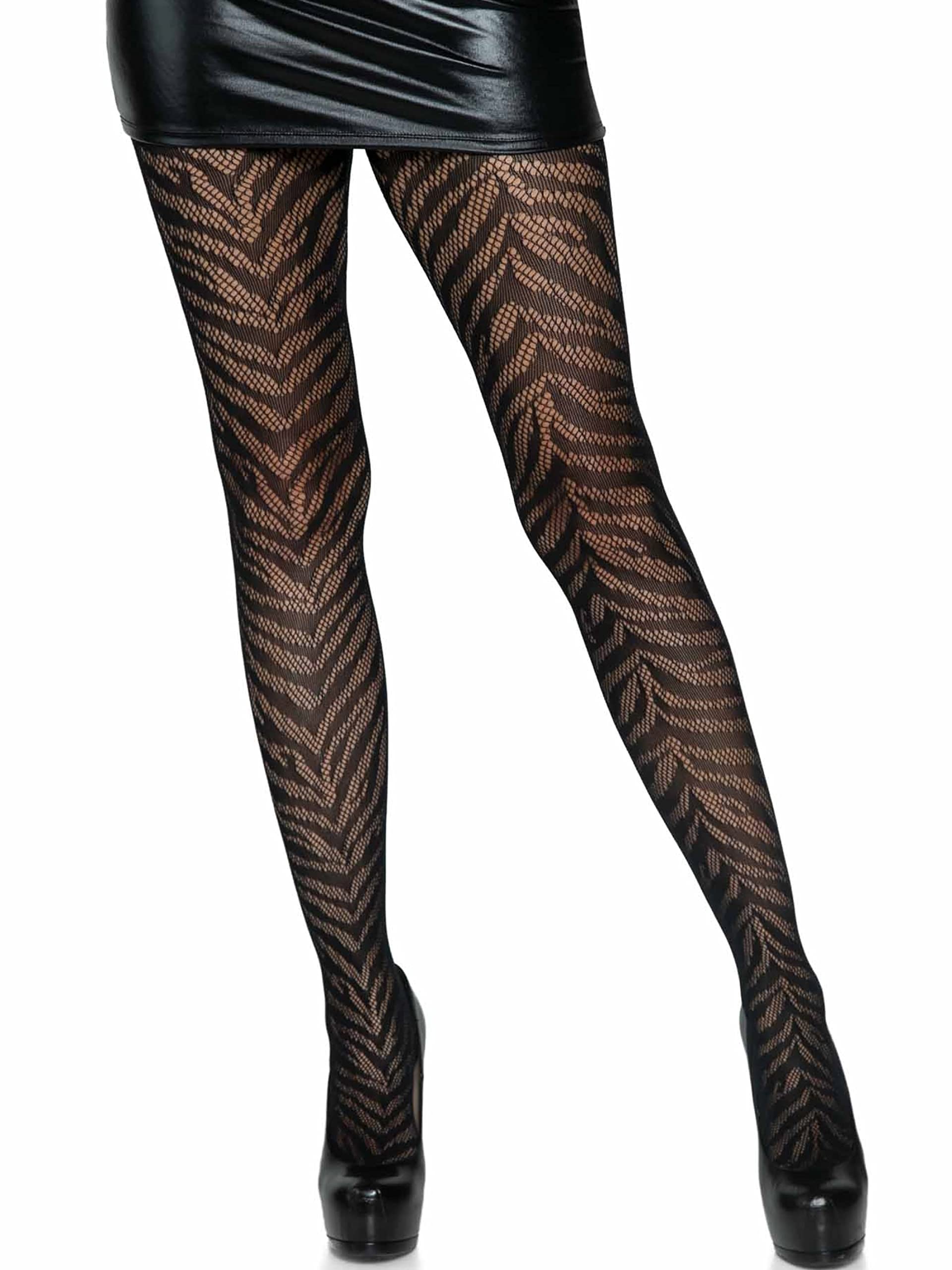 Leg Avenue Zebra net Tights, O/S (Black)
