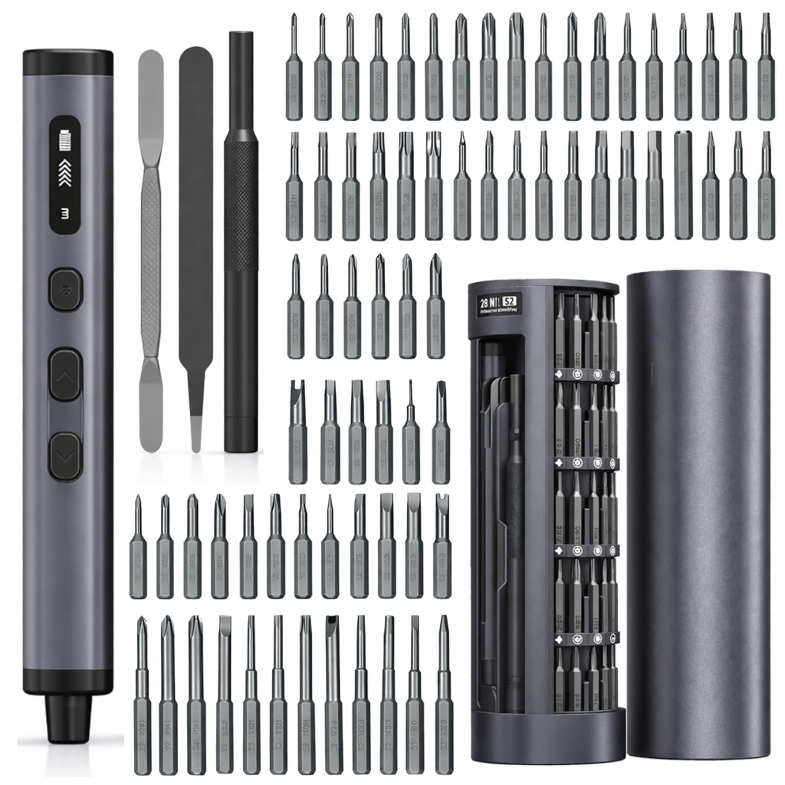 Mini Electric Precision Screwdriver Set 78 in 1 Cordless Repair Kit with OLED Display USB-C Rechargeable 72 S2