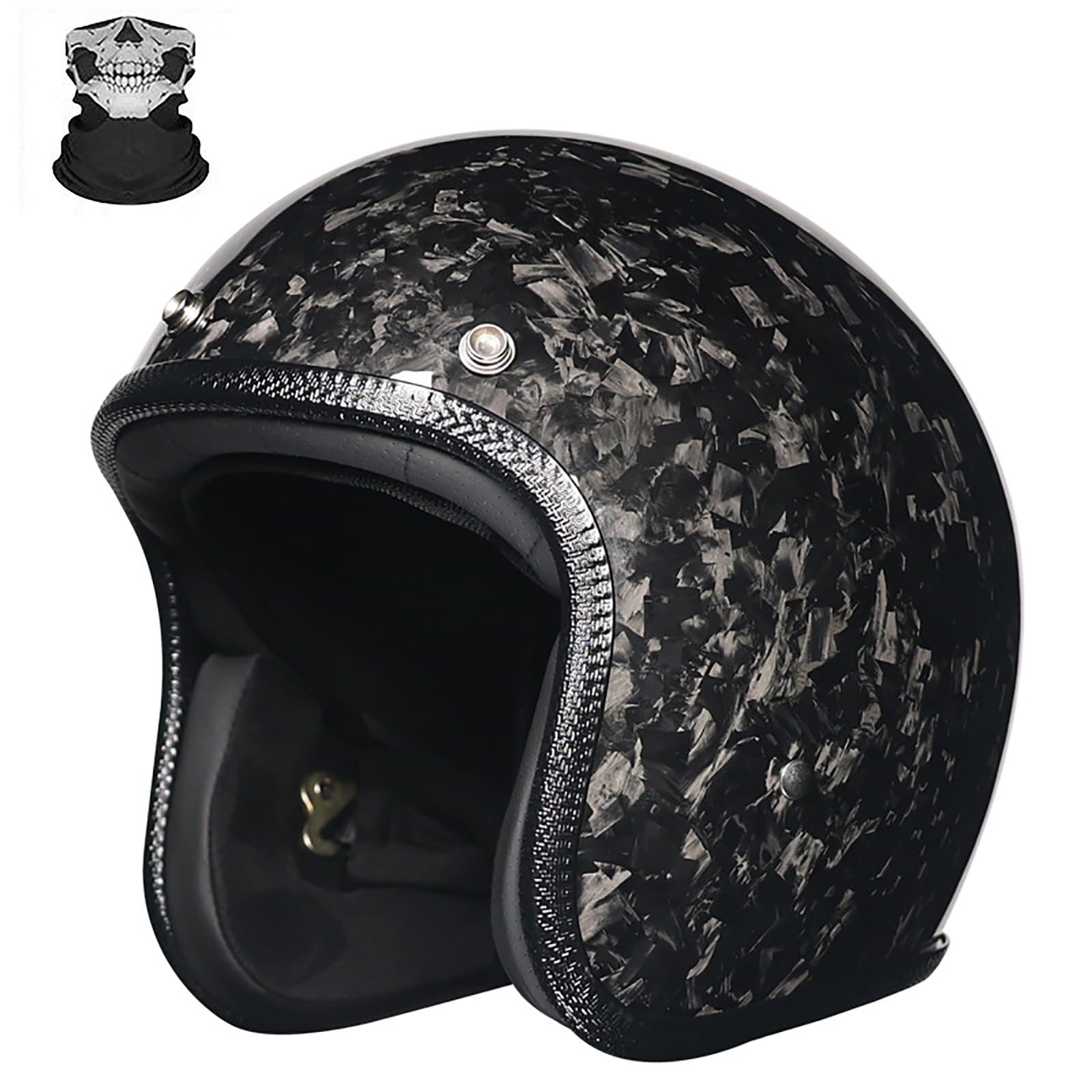 Casco Da Moto Jet Stile Vintage, Omologato ECE, In Fibra Di Carbonio, Leggero, Con Visiera Parasole E Interno Rimovibile.