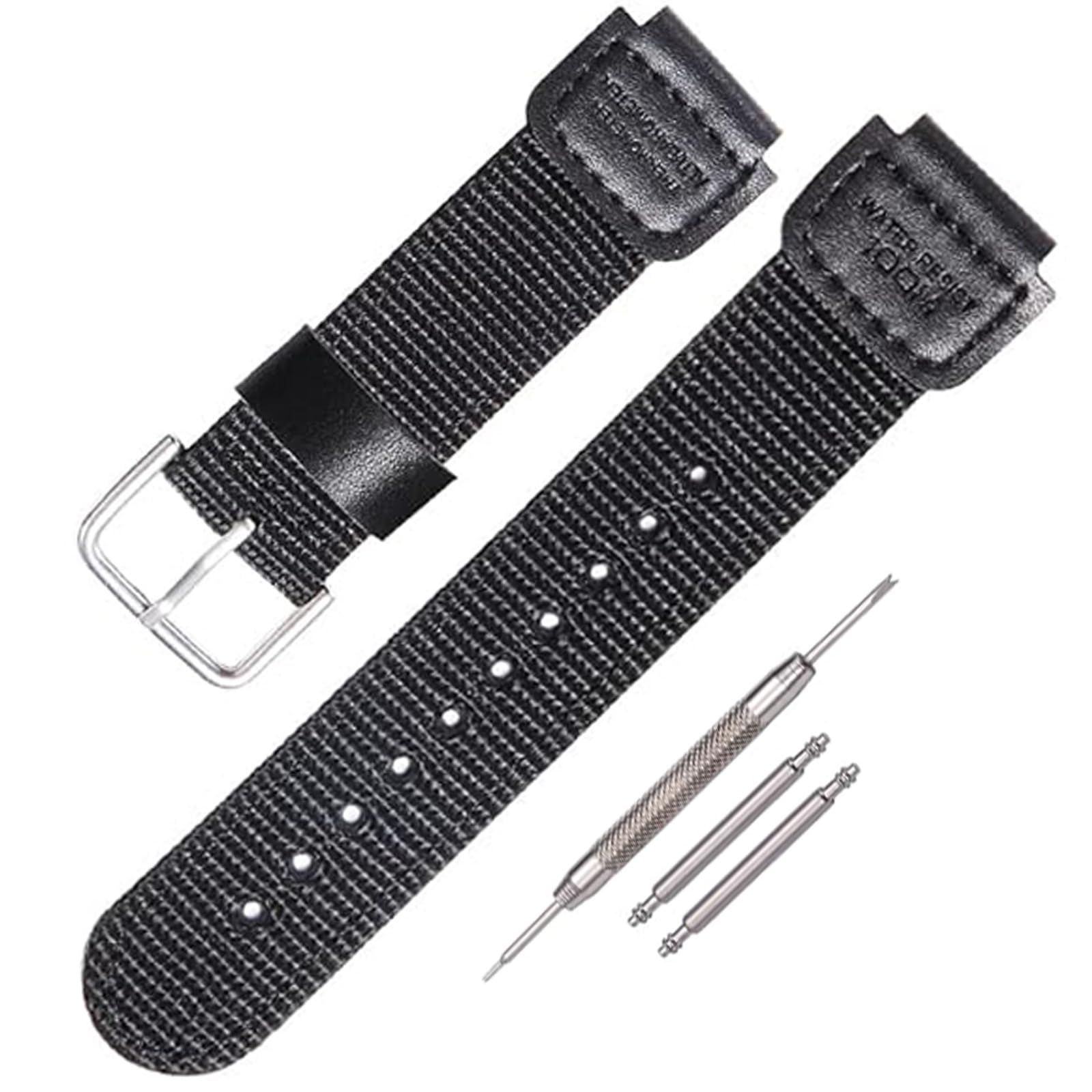 Rihahisy Correa de reloj de nailon de repuesto para hombre de 18 mm con anillo de acero inoxidable para Casio AE1200WH AE-1000 SGW-300H SGW-400 AQ-S810W