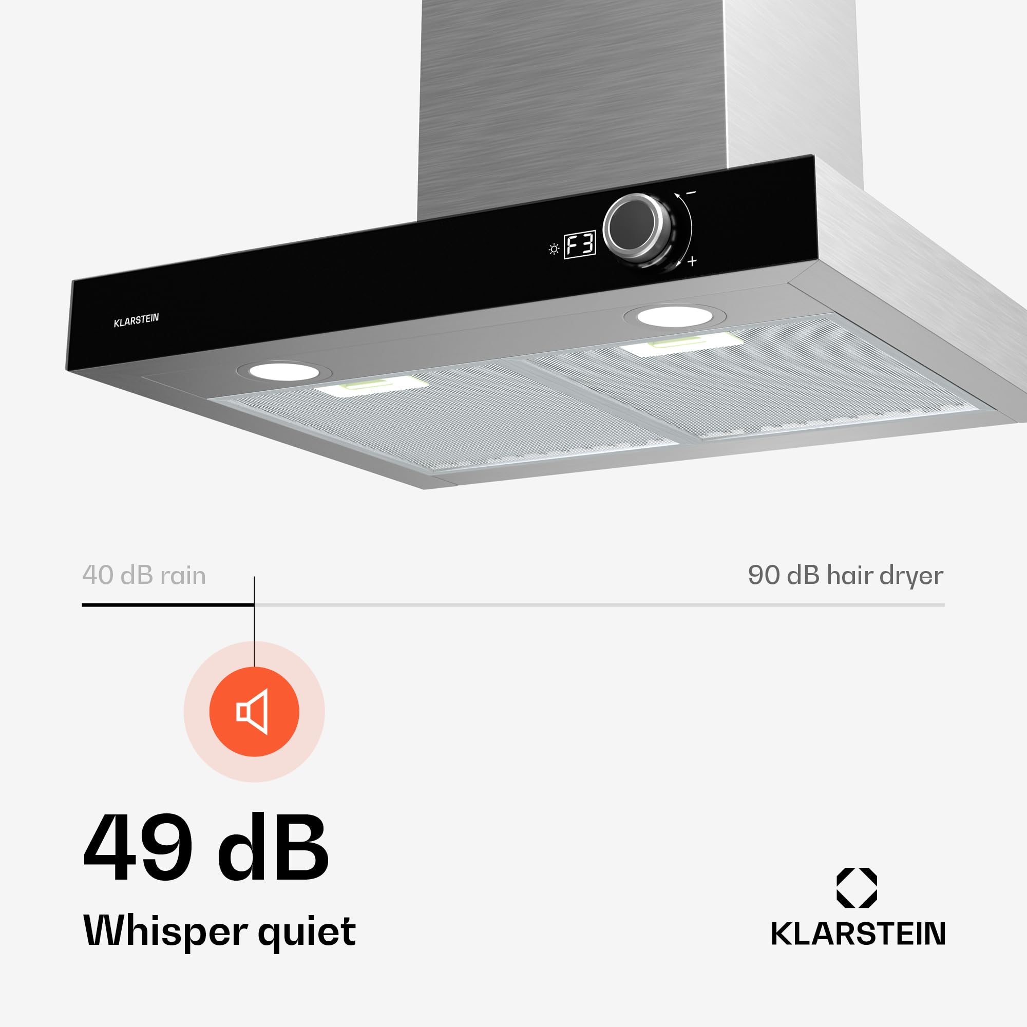 Klarstein AirNova Okap kuchenny - Okap ścienny 60 cm, 614 m³/h, Klasa energetyczna A++, Oświetlenie LED, Cichy 49 dB, Recyrkulacja i wyciąg, Stal nierdzewna