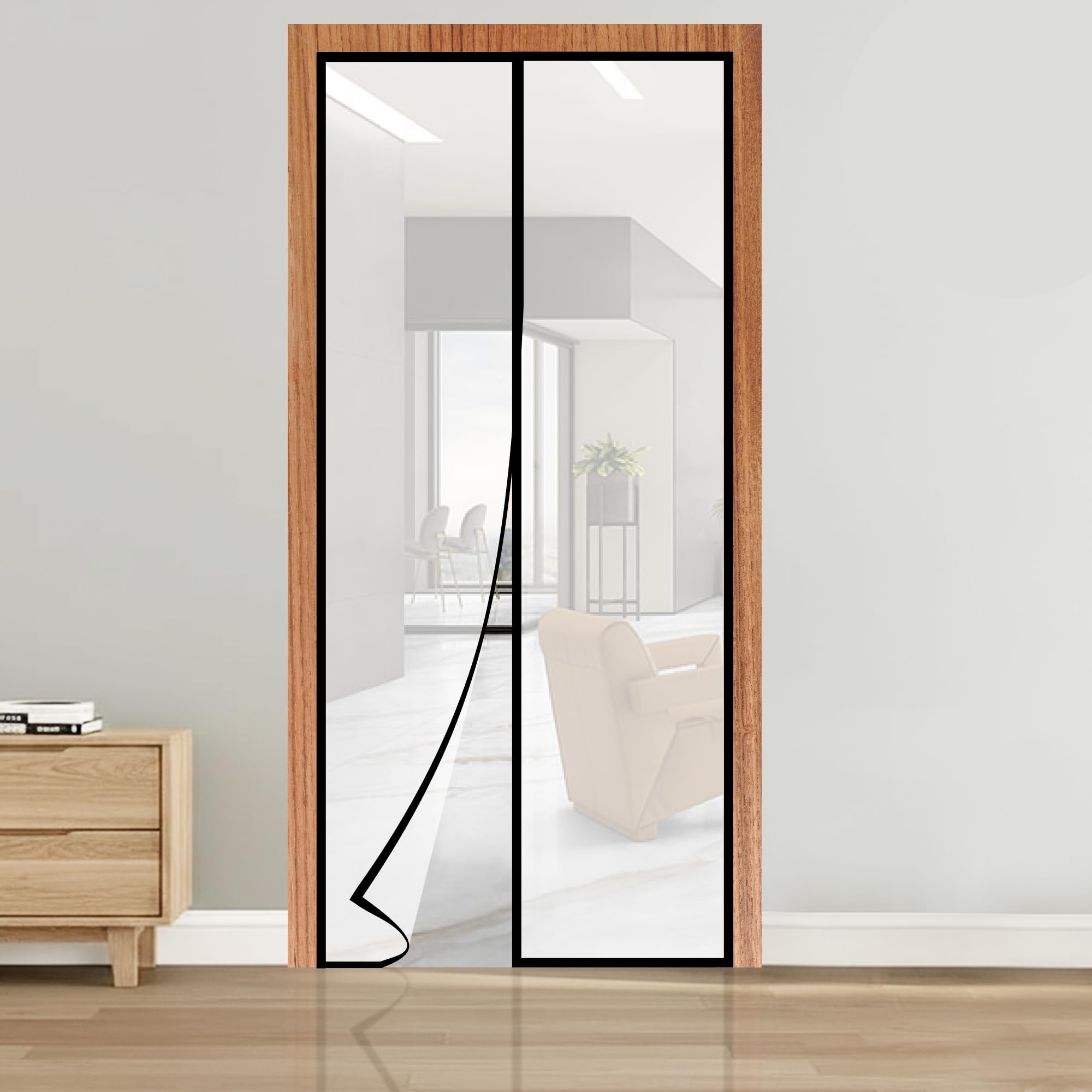 AC Curtain Magnetic by Classic Mosquito Net|Thermal Insulated Screen|Translucent Transparent Design|Insect,Pest,Pollen&Pollution Control|Privacy&Dust Shield for Door&Home,Energy Saving(Size 205x80cm)