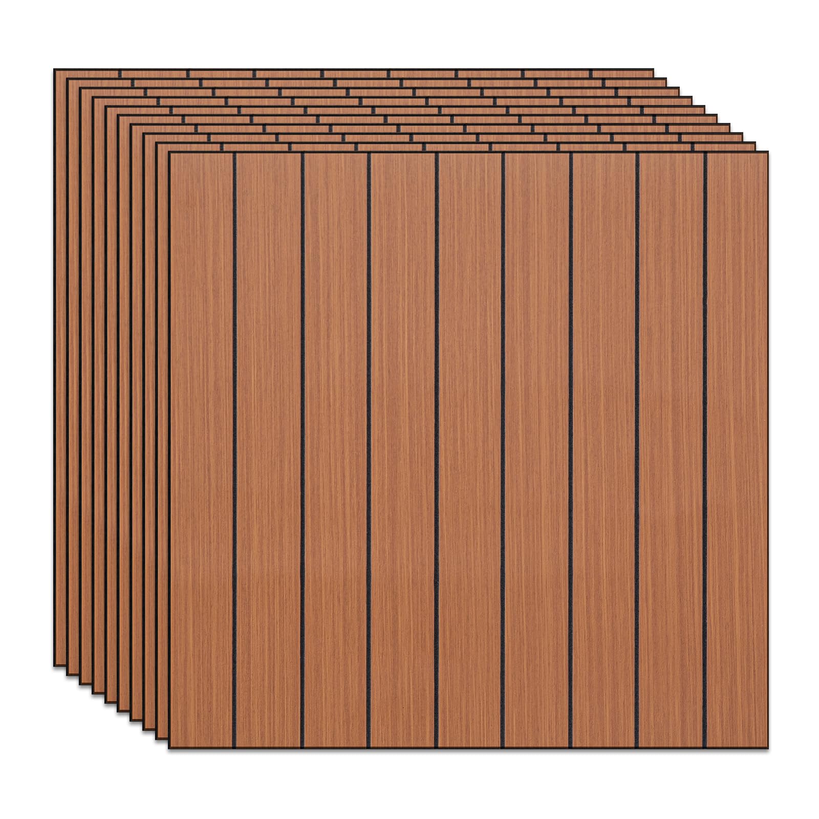 Tokenhigh Wood Slat Wallpaper 40x40cm, Peel and Stick Wall Panels, Self Adhesive Wood Grain Wallcovering, Removable Decorative Wall Stickers for Living Room Bedroom, 10 Pack(Brown)
