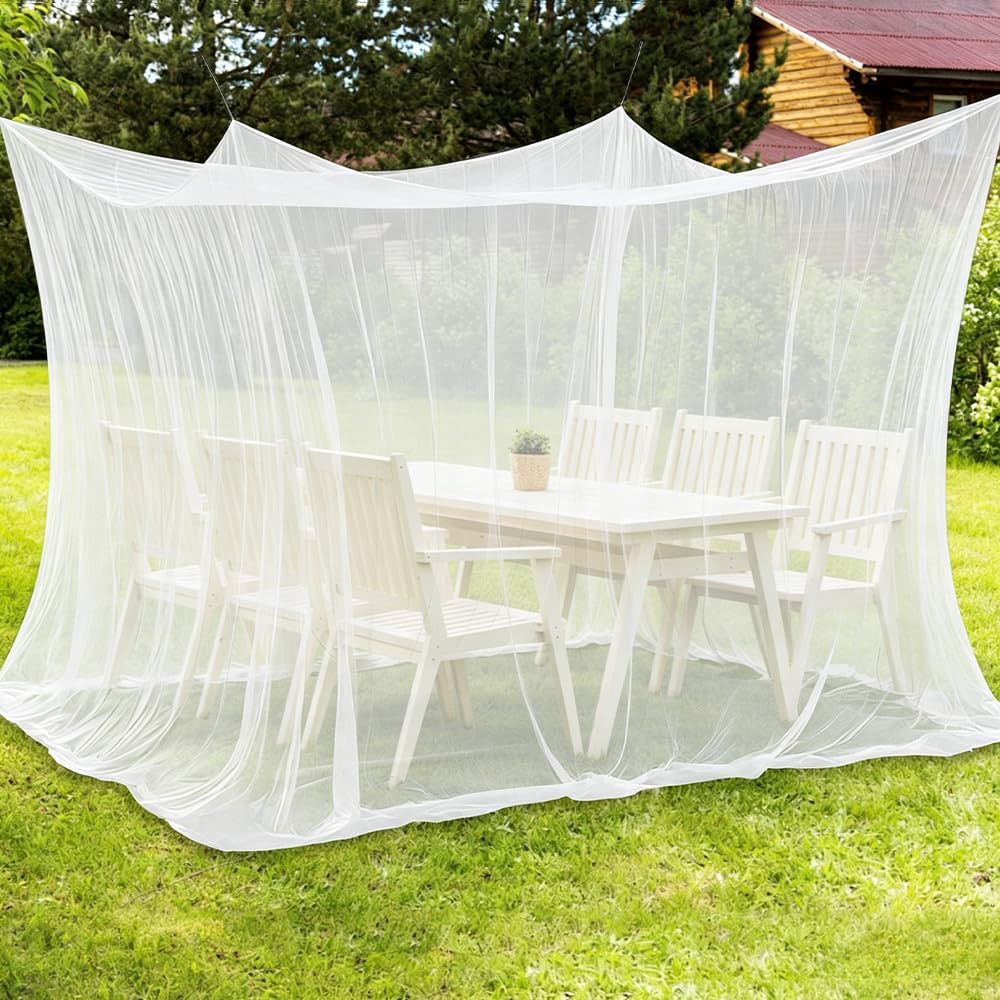 Moustiquaire Extérieur, Rideau en Filet Rectangulaire 300 x 300 x 250 cm, Moustiquaire pour Pergola, Baldaquin pour Gazebo, Lit Double, Piscines, Porche Et Terrasse De Jardin (Blanc)