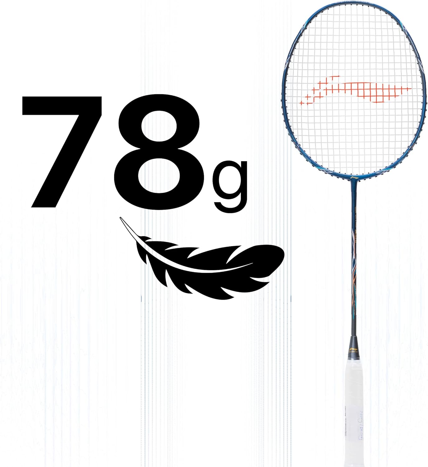 Li-Ning Wind Lite 800 II Carbon Graphite Badminton Strung Racket with Full Racket Cover (Navy/Dark Grey)