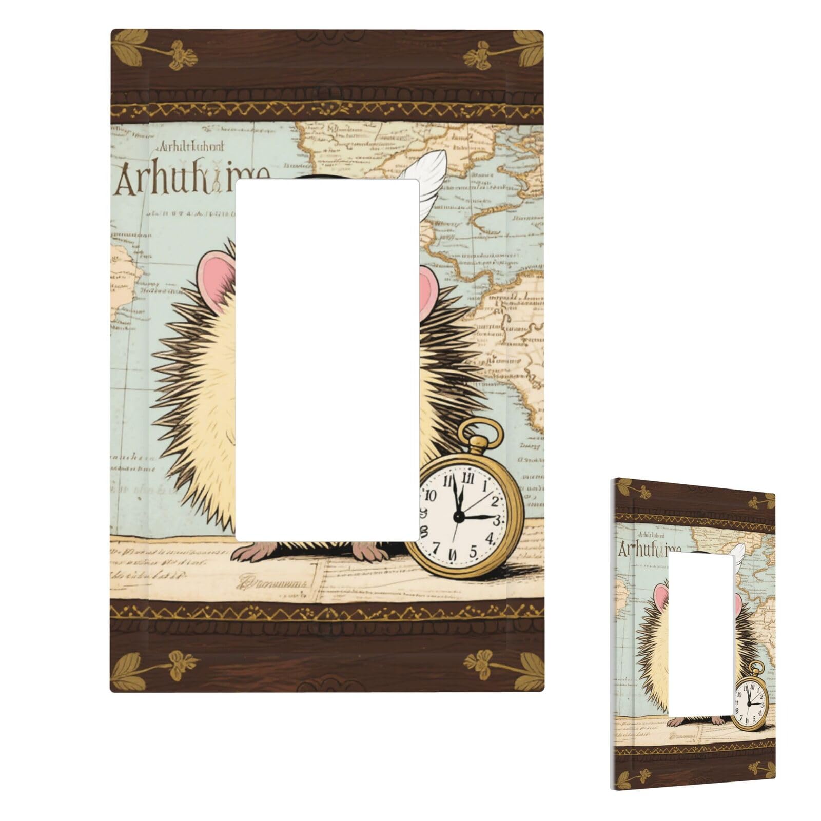 Fekiloot 1 Gang Funny Hedgehog Wall Plate Cover Modern Decorative Light Switch Cover Unbreakable Receptacle Outlet Covers For Living Room Bedroom Home Decor