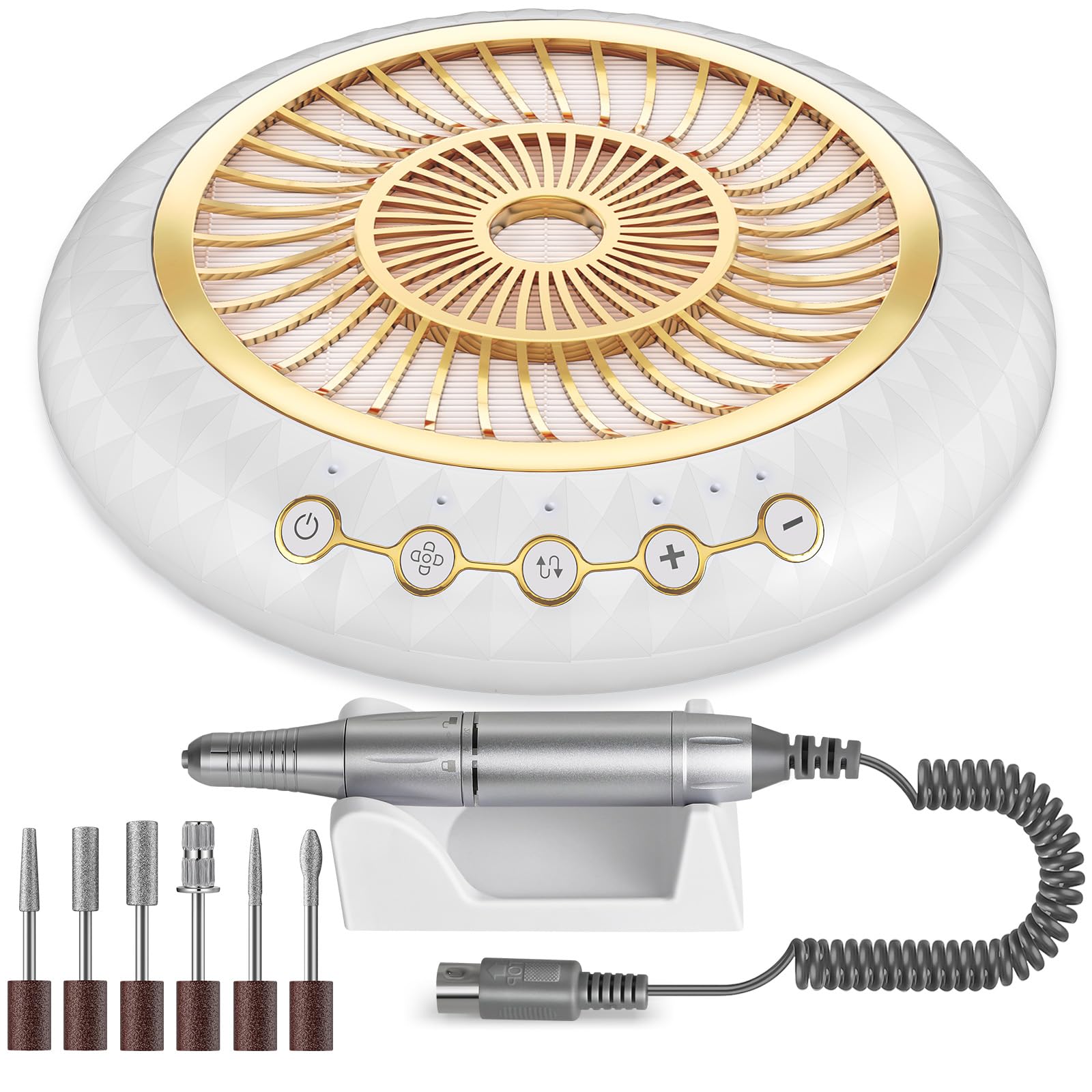Set di collettori di polvere per unghie, compatto aspiratore per principianti con filtro riutilizzabile, potente macchina per manicure e pedicure, strumento per manicure e pedicure per smalto