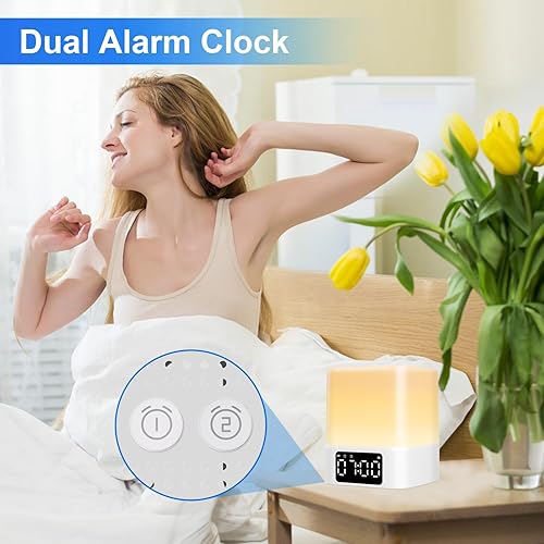 Miniatura 6 de JALL Altavoz Bluetooth con luz nocturna, actualizado 2025 reloj despertador con lámpara de noche multicolor cambiante, las mejores ideas de
