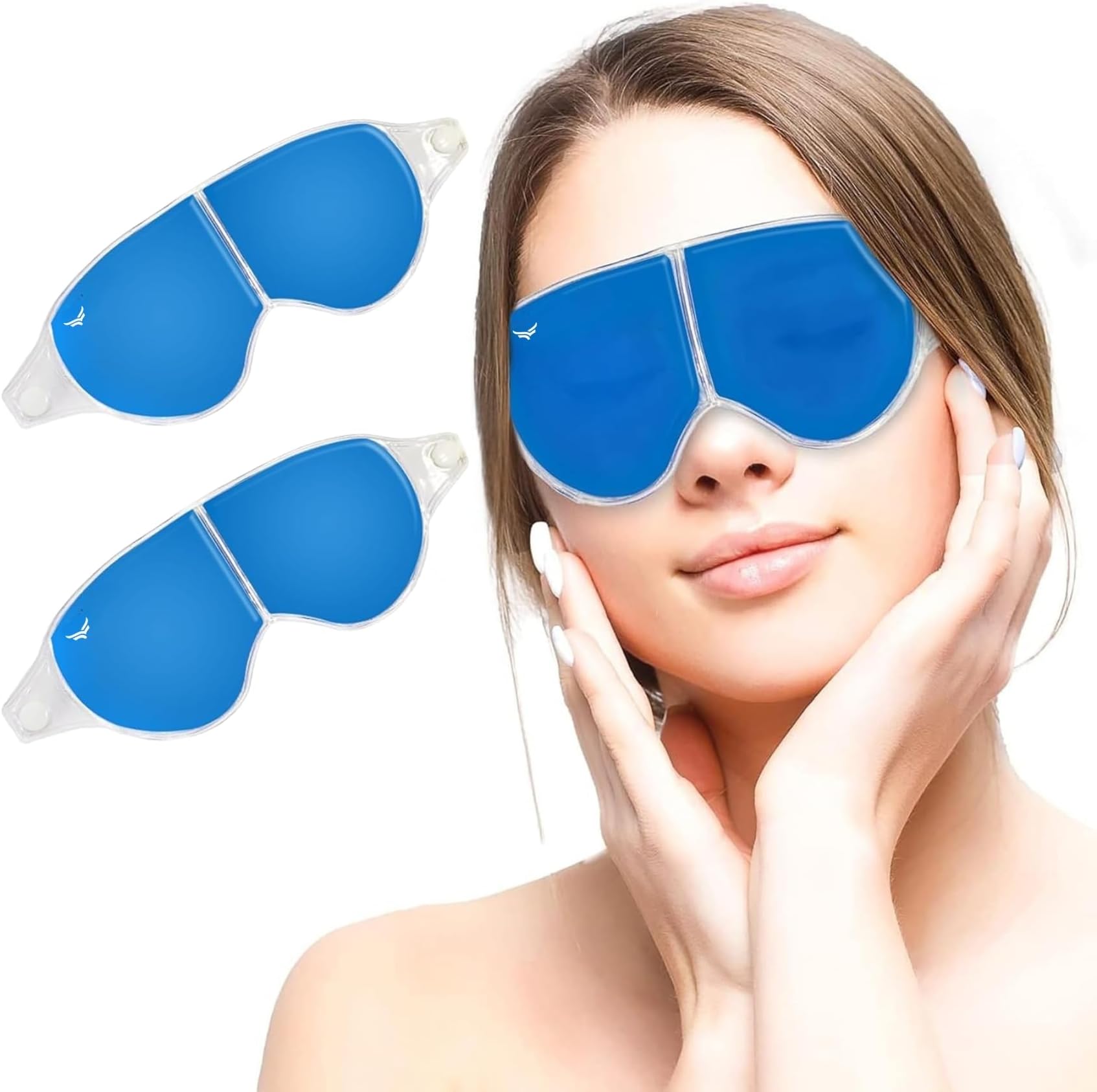 VFK by Xtrim Eye Mask (Pack of 2) with Cooling Gel for Sleeping, Eye Mask for Dark Circles, Dry Eyes, Cooling, Pain Relief, Relaxing, Redness, Patches, Cooling Reusable Gel Pad with Stretchable Band