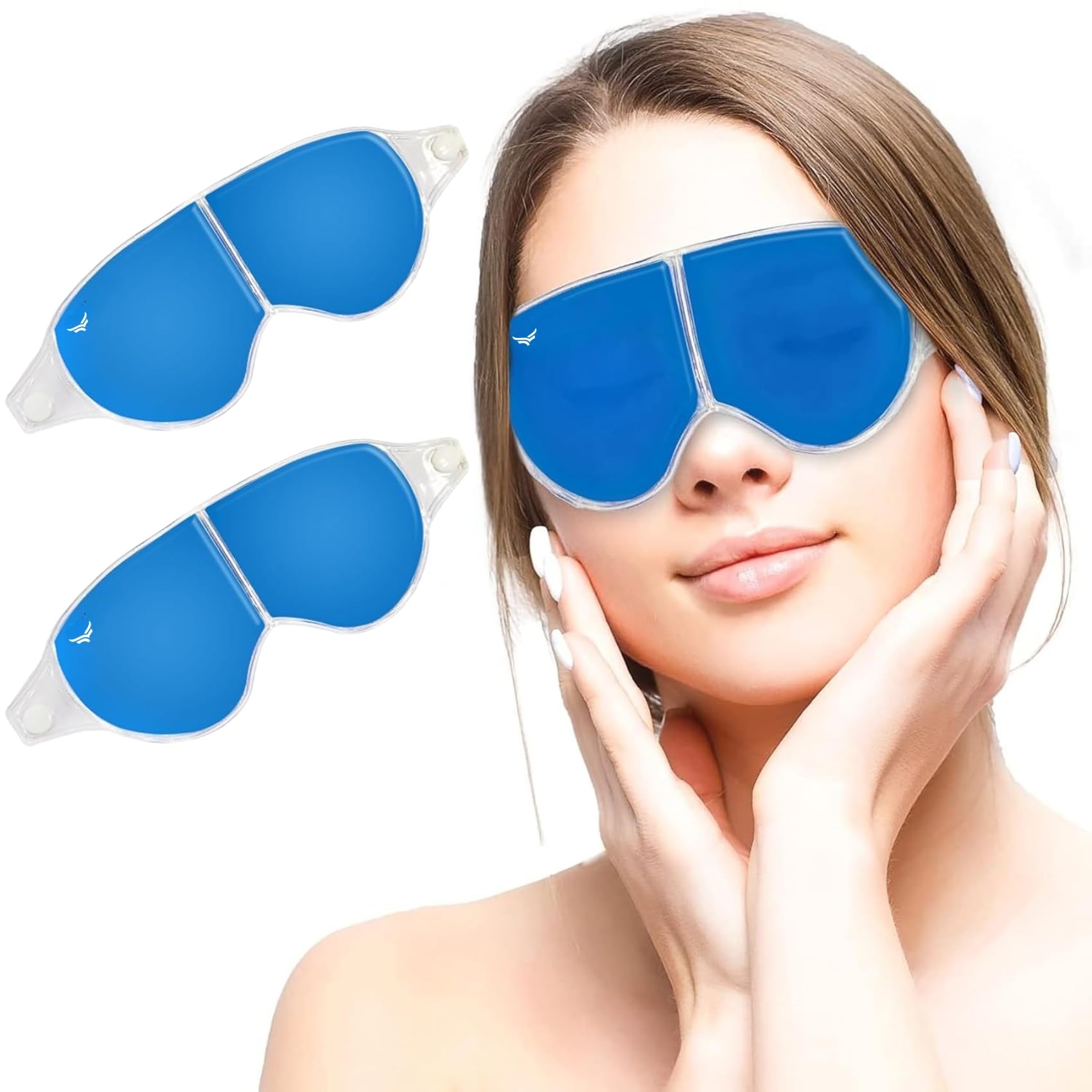 VFK by Xtrim Eye Mask (Pack of 2) with Cooling Gel for Sleeping, Eye Mask for Dark Circles, Dry Eyes, Cooling, Pain Relief, Relaxing, Redness, Patches, Cooling Reusable Gel Pad with Stretchable Band