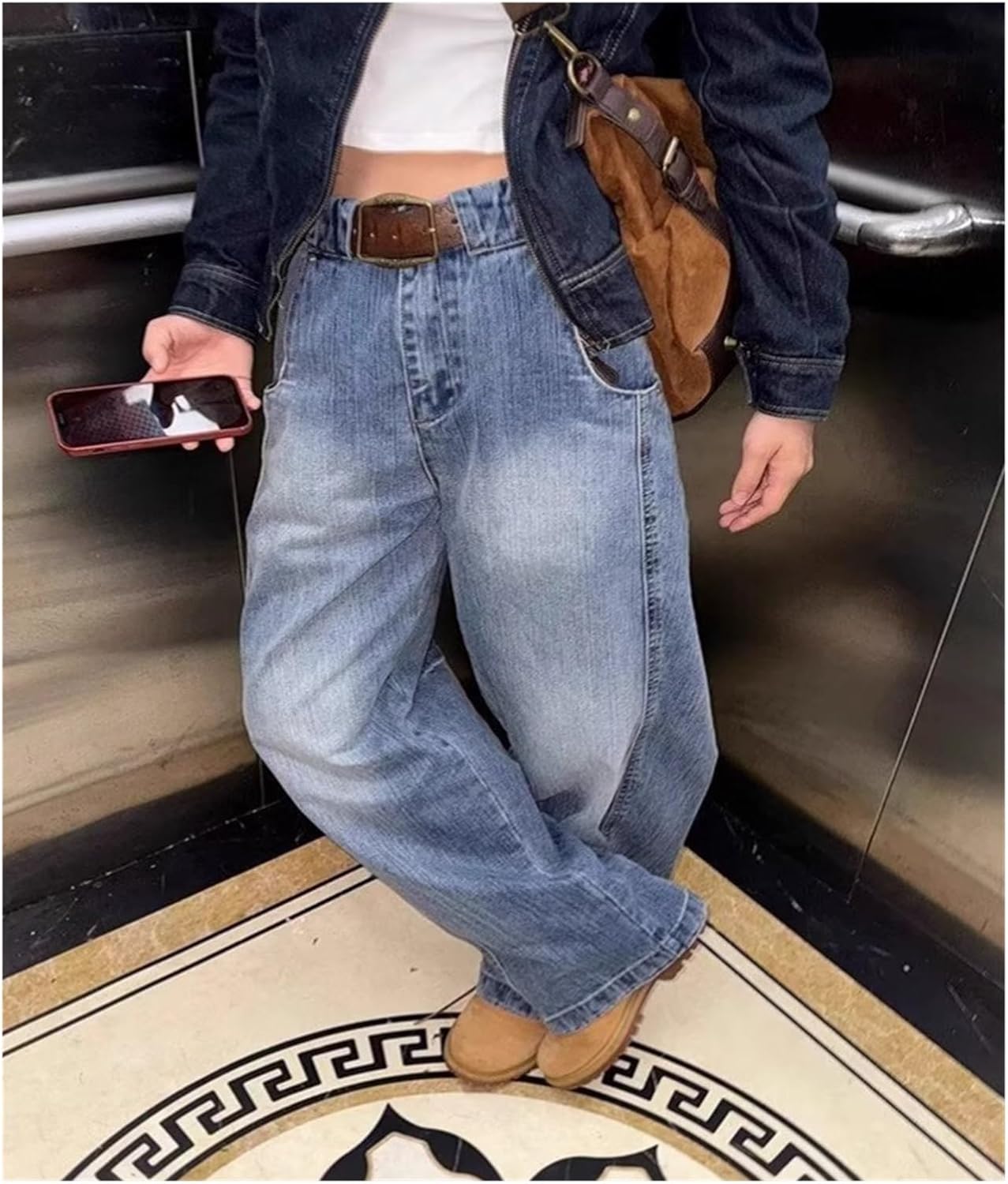 【YOURNUS】Machete Washing Curved Denim Amazon.com: Baggy Machete Jeans Vintage Wash Wide-Leg Casual