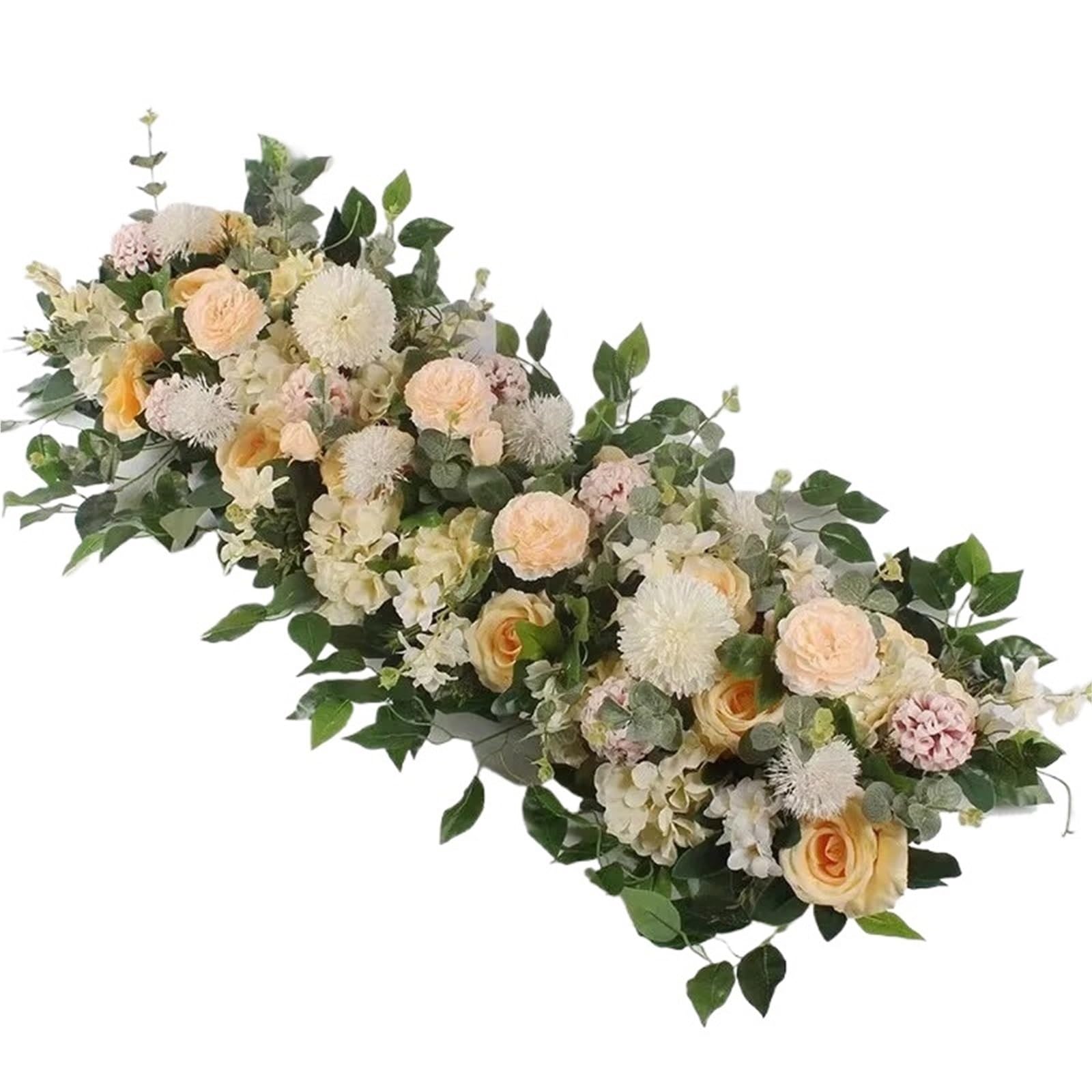 Dcrxz Artificial Flowers 100cm Artificial White Rose Flower Garland Wedding Floral Arrangement Eucalyptus Greenery For Party Home Decor(100cm Champagne)