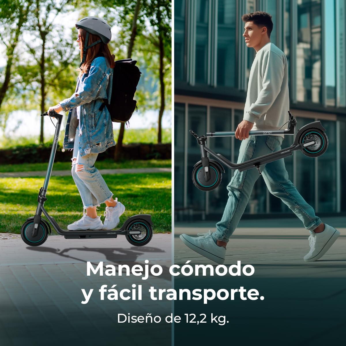 Cecotec Patinete Eléctrico Homologado con App y Acople para Teléfono Bongo D20E Connected, Potencia MAX 500 W, hasta 20km Autonomía, Disco Freno Trasero y E-ABS, Ligero 12,2Kg, Batería 5200mAh, 36V
