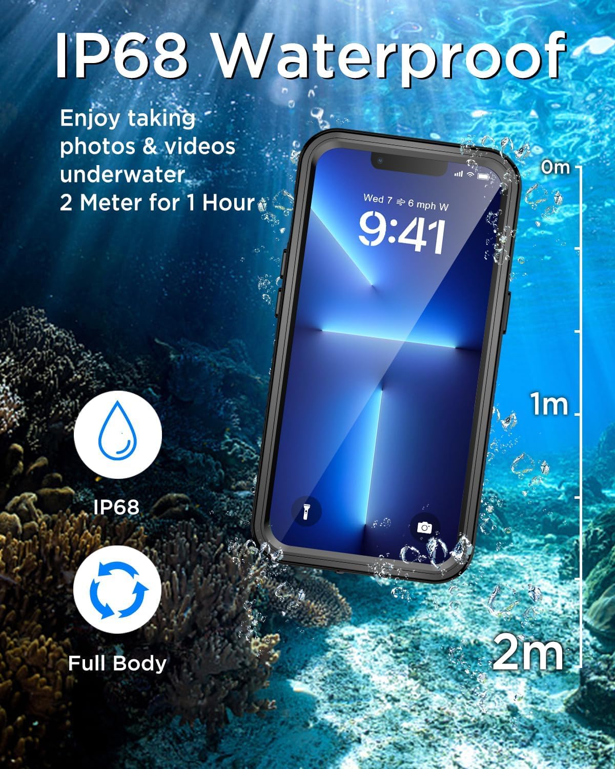Beeasy for iPhone 13 Pro Max Waterproof Case with Magsafe, IP68 Underwater Military Grade, Phone Case with Shockproof, Dustproof, Rugged 360 Full Body Protection Cover with Built-in Screen Protector