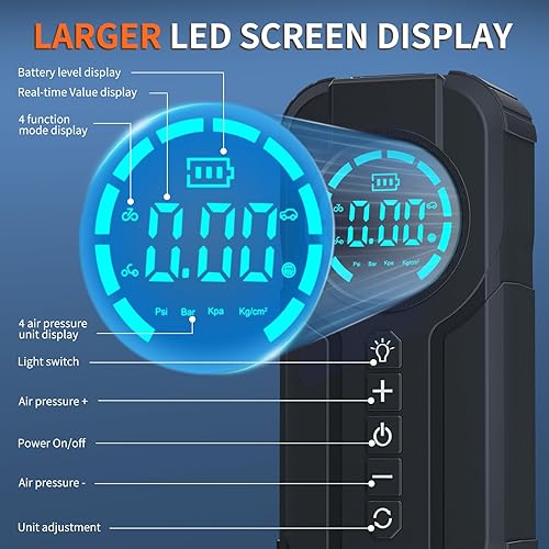 Miniatura 8 de Arrancador de salto de 4000 A con compresor de aire, batería de 150 PSI arrancador portátil para todo gas y 10.0L, 12 V arrancador de coche con
