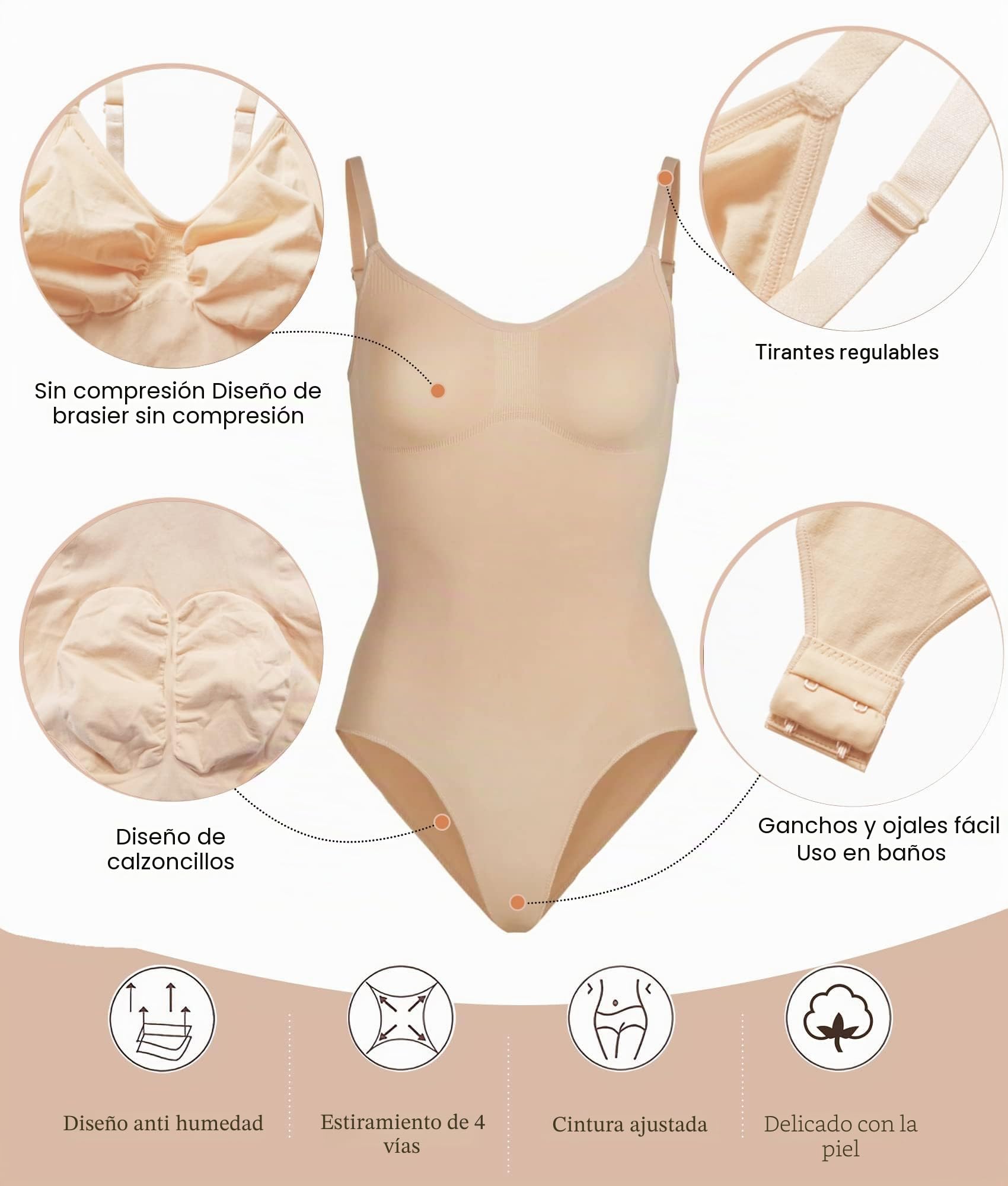 SHAPERX Body Moldeador Mujer Bodysuit Reductor Abdominal Posparto Control y Modelado Línea Invisible Shapewear Posparto