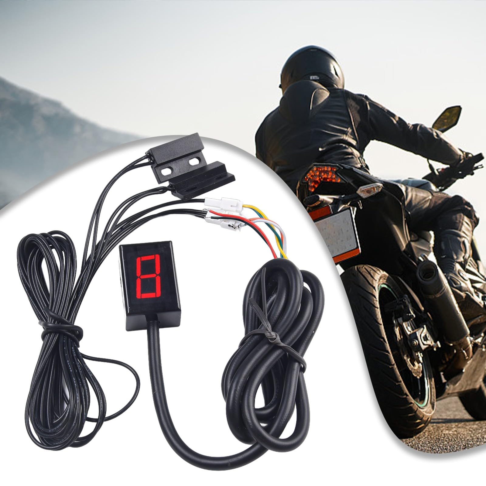 Digital für Motorrad Ganganzeige LED-Anzeige mit roter Digitalanzeige, wasserdichter Frontplatte und einfacher Installation (6-Gang)