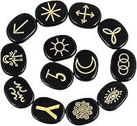 Vista 10 de Rockcloud Juego de runas de brujas de cristal curativo Lapislázuli, símbolo gitano, piedras de chakra, piedra de palma, equilibrio de reiki, 10