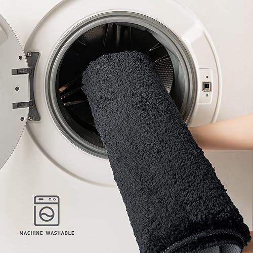 Miniatura 5 de EMEMA Alfombra de baño antideslizante, alfombra de baño absorbente de microfibra peluda, 20 x 32 pulgadas, color rojo