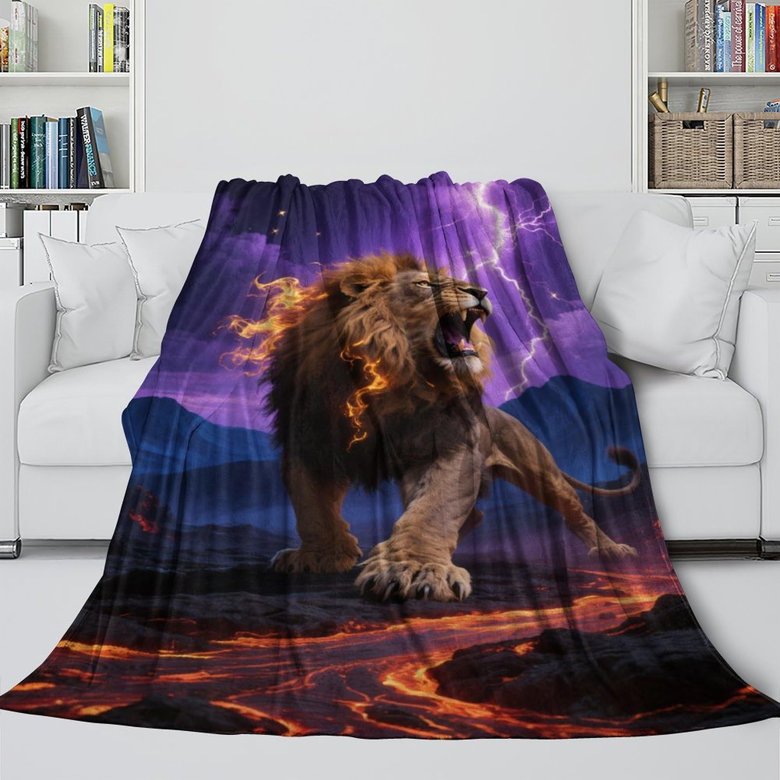 Lion Fleece Blanket - Air Conditioner Blanket Suitable for Calming And Sleep - Birthday Gift for Sister Brother Nephew Niece Colleague 50x60inch(127x152cm)