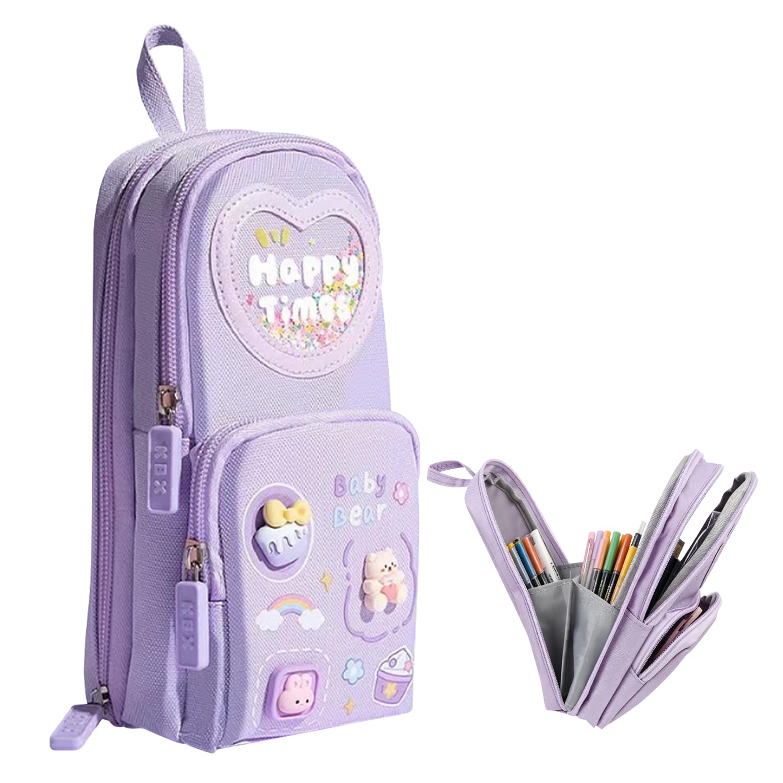 Zaewry Large Capacity Pencil Case for Girls, 6 Compartments Pencil Case