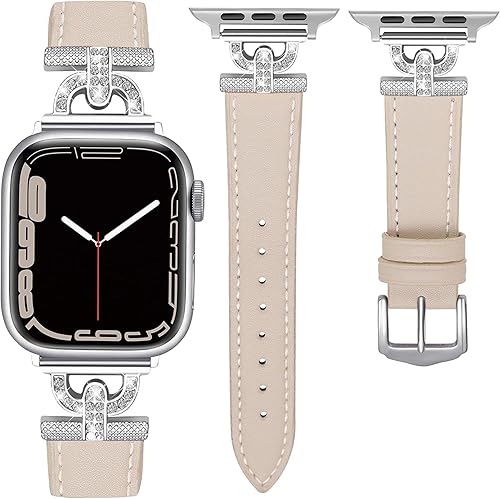 Miniatura 7 de Correa de cuero compatible con Apple Watch Band para mujer de 1.496 pulgadas, 1.575 pulgadas, 1.614 pulgadas, correa de cuero elegante con hebilla