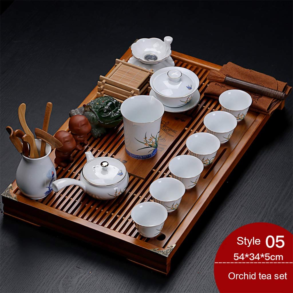 Serwis herbaciany, taca herbaciana do Gongfu, niebiesko-biały porcelanowy zestaw do herbaty do Gongfu, serwis herbaciany Vintage zestaw do herbaty, zestaw do herbaty i małe przybory do herbaty, preze