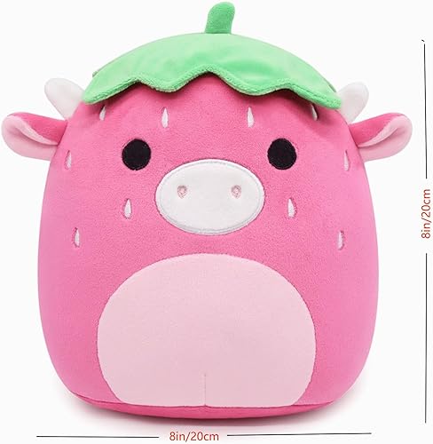 Miniatura 4 de Juguete de peluche de vaca de fresa, juguete de peluche de vaca kawaii, linda almohada de vaca suave para Navidad, cumpleaños, regalos para niños,