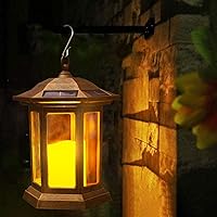 Vista 7 de Farol Solar para Exteriores, Linternas Colgantes para Exteriores con Luces LED de Velas - Luces Solares Impermeables de PVC, Luces de Farol