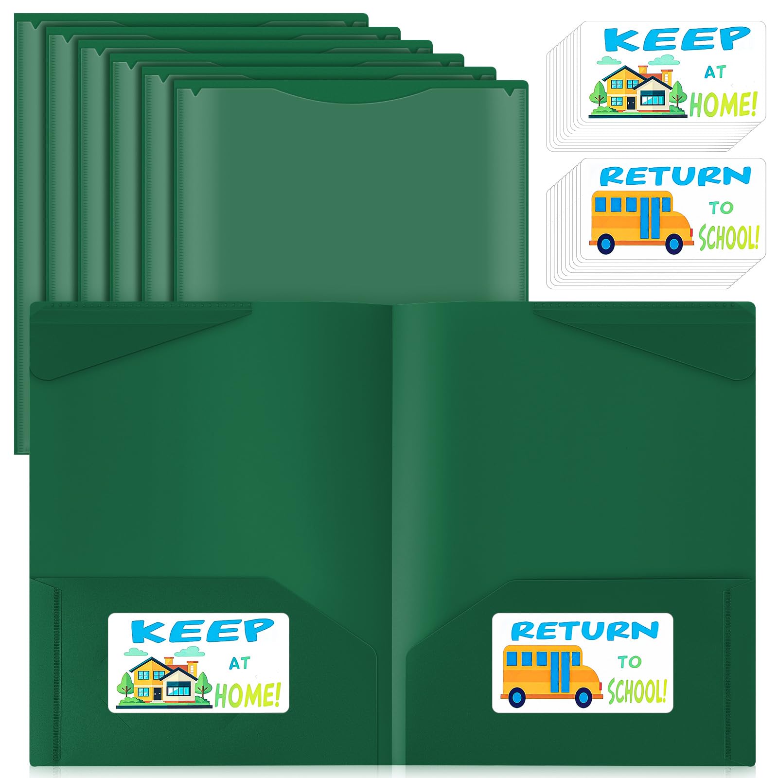 Henoyso 24 Pack Take Home Folders with Clear Front Pocket, Dark Green
