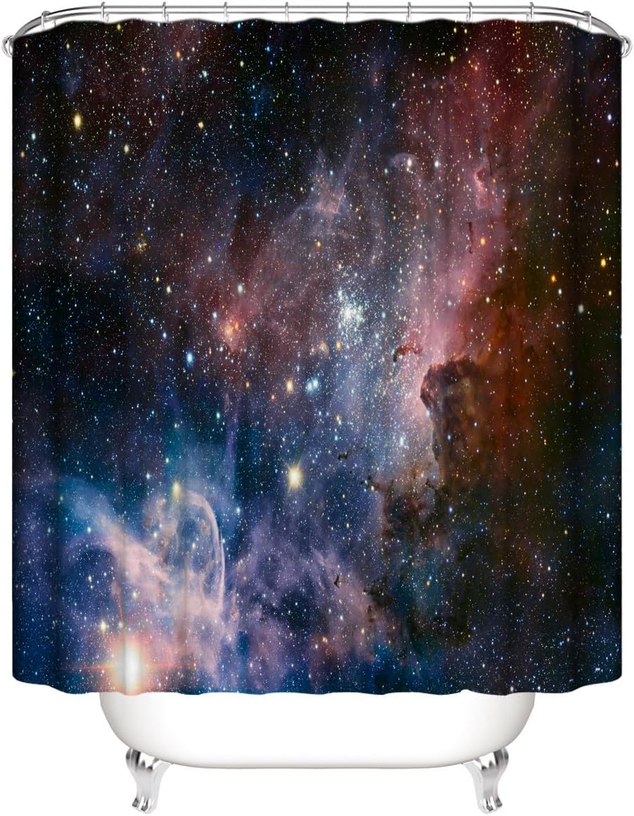 4Pcs Universe Nebula Stars Outer Space Celestial Galaxy Planet Science Station Shower Curtain Sets,Space Shower Curtain Sets,Bathroom Decor with 12 Hooks,72" Wx72 L(Color 5,4PCS)