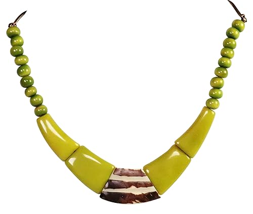 Tagua Nut Single Strand Necklace - le collier - Modern Design - Organic, Vegan, Fair Trade - Lemon Lime
