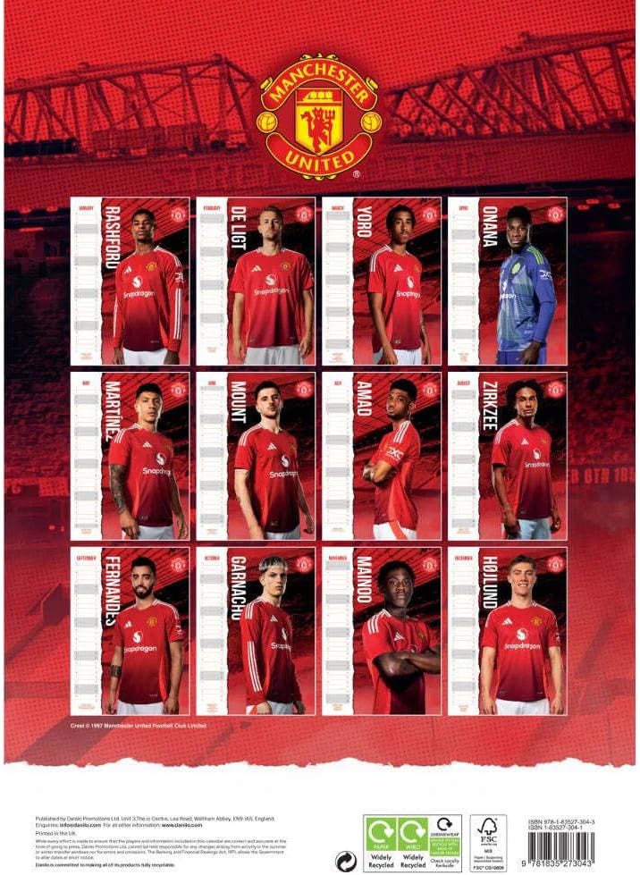 Manchester United 2025 Official Calendar